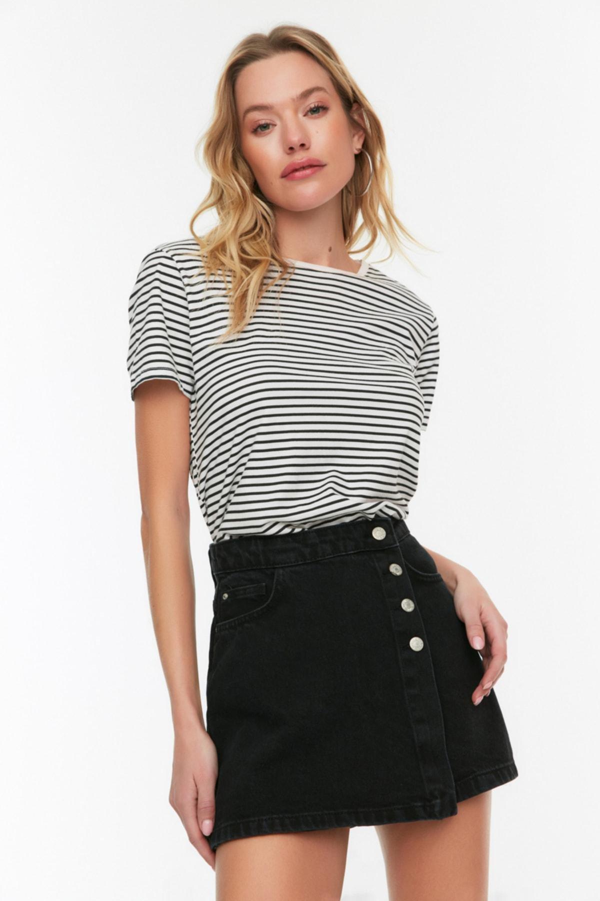 Black Mid-Waist Slim Skort, , large image number 1