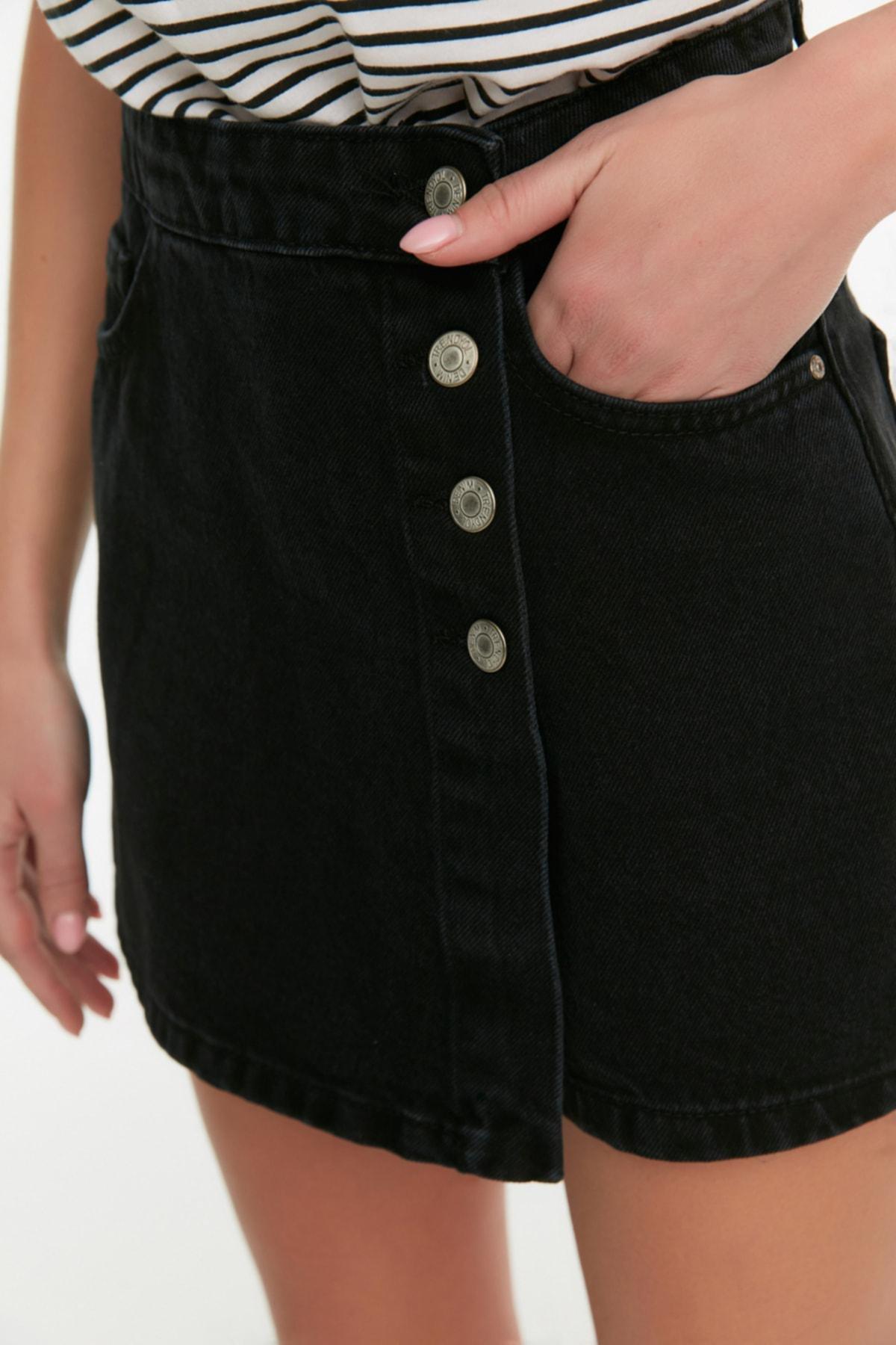 Black Mid-Waist Slim Skort, , large image number 4