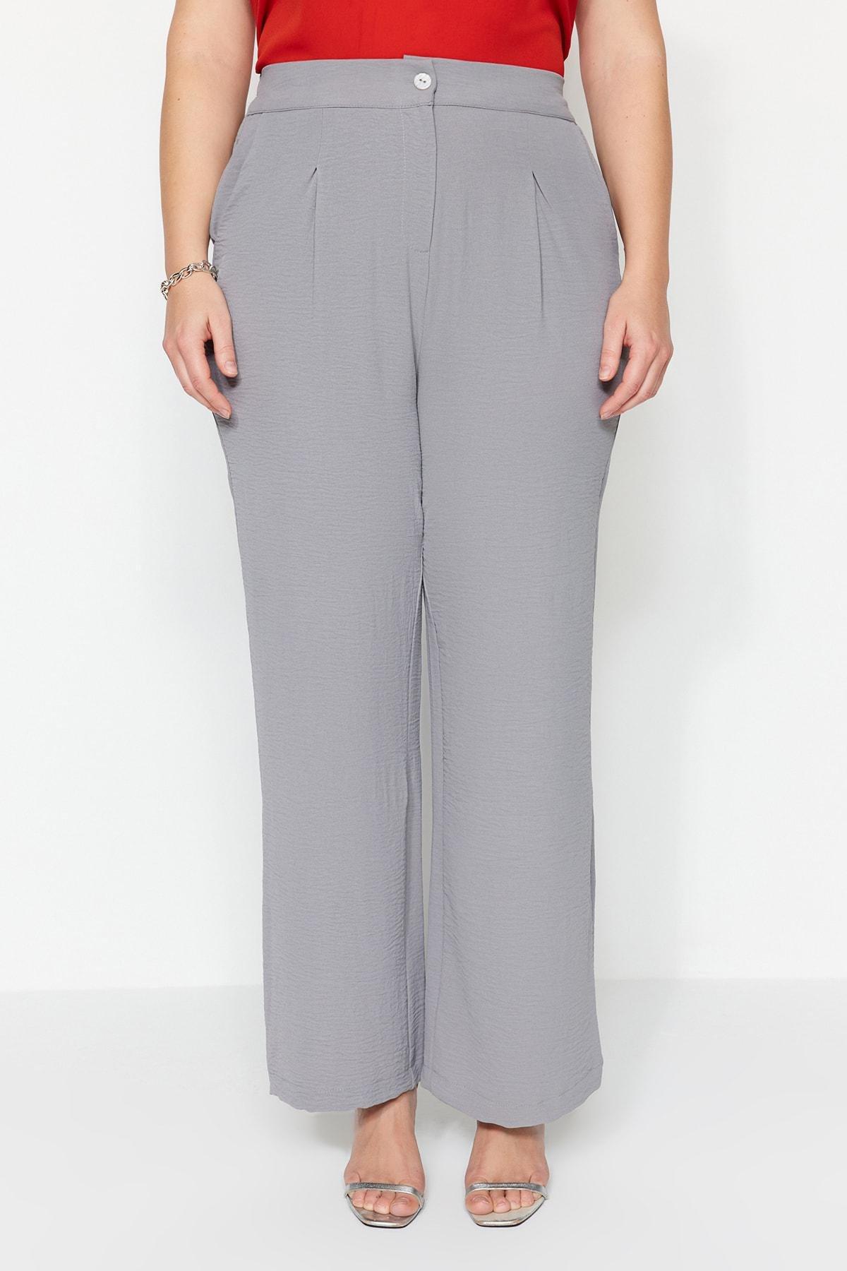 Gray Loose Plus Size Pants, , large image number 1