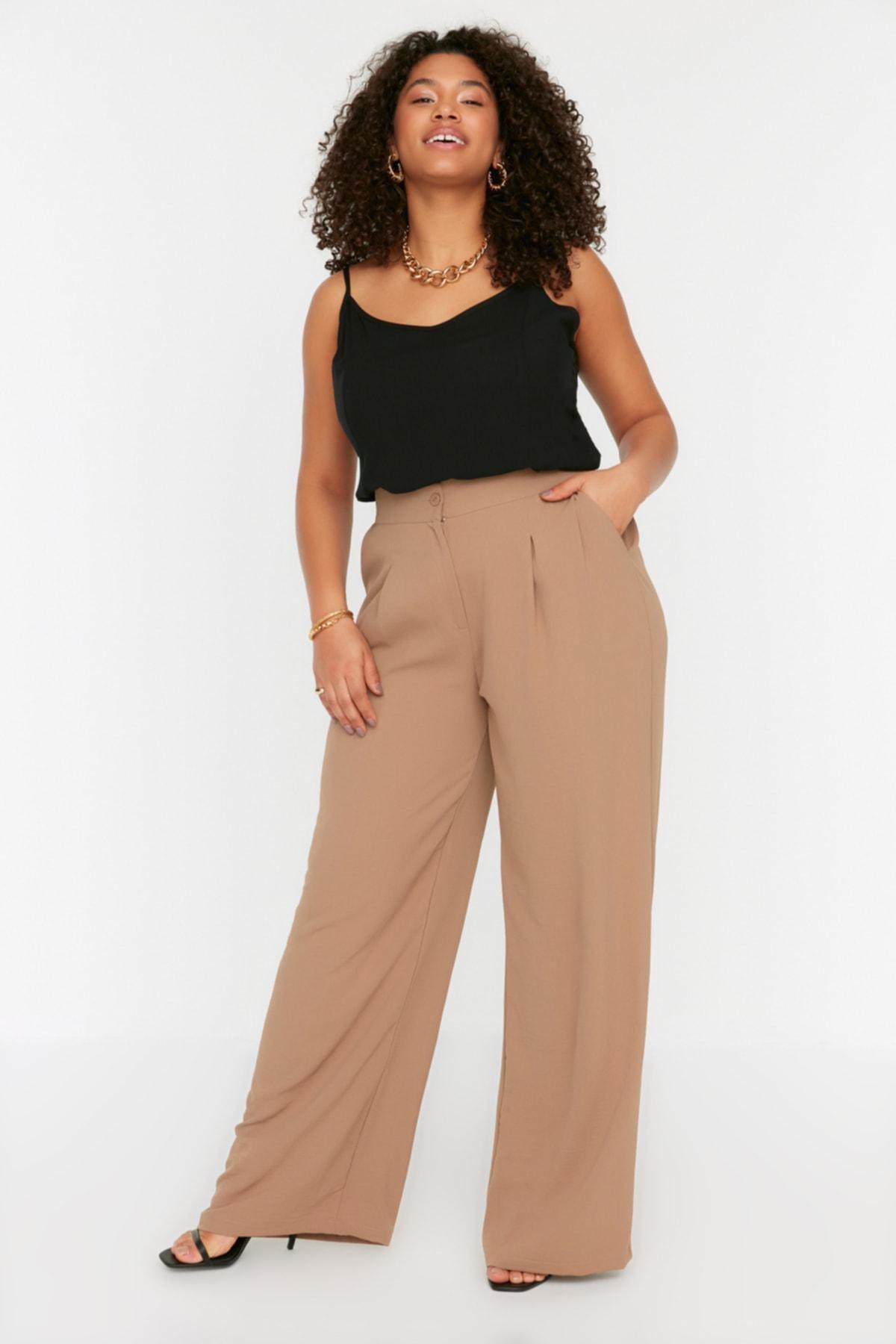 Brown Loose Plus Size Pants, , large image number 2