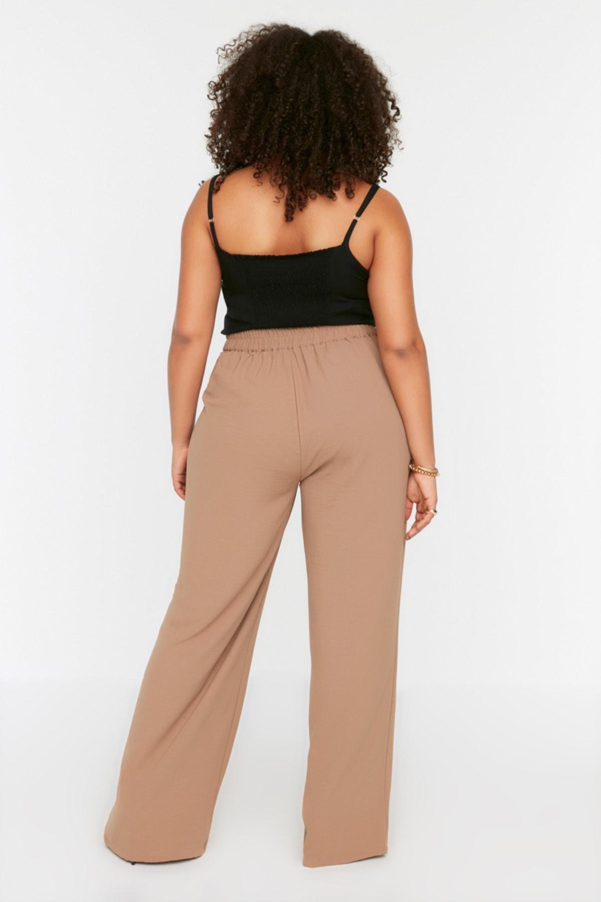 Brown Loose Plus Size Pants, , large image number 4