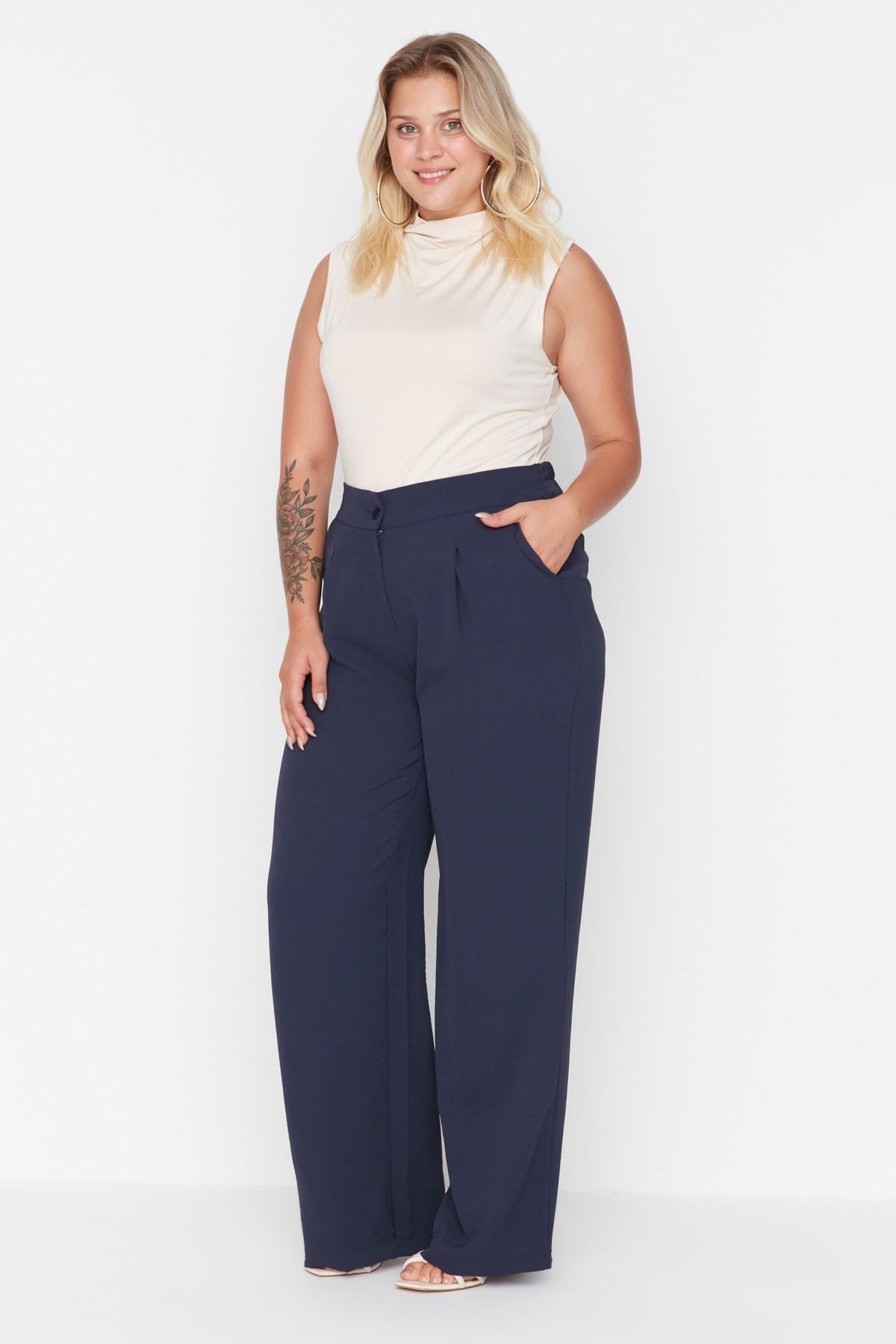 Trendyol - Blue Loose Plus Size Pants