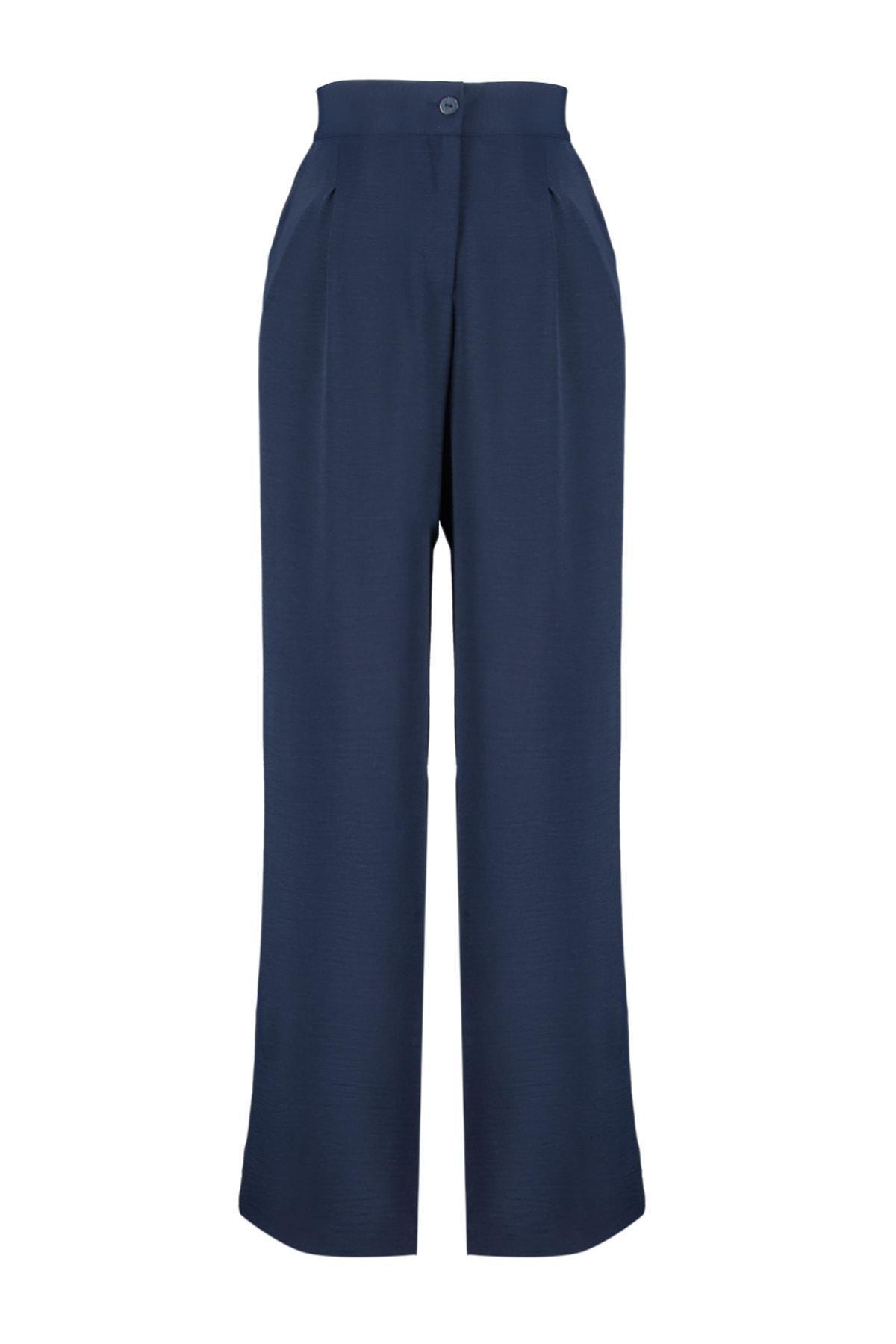 Blue Loose Plus Size Pants, , large image number 11