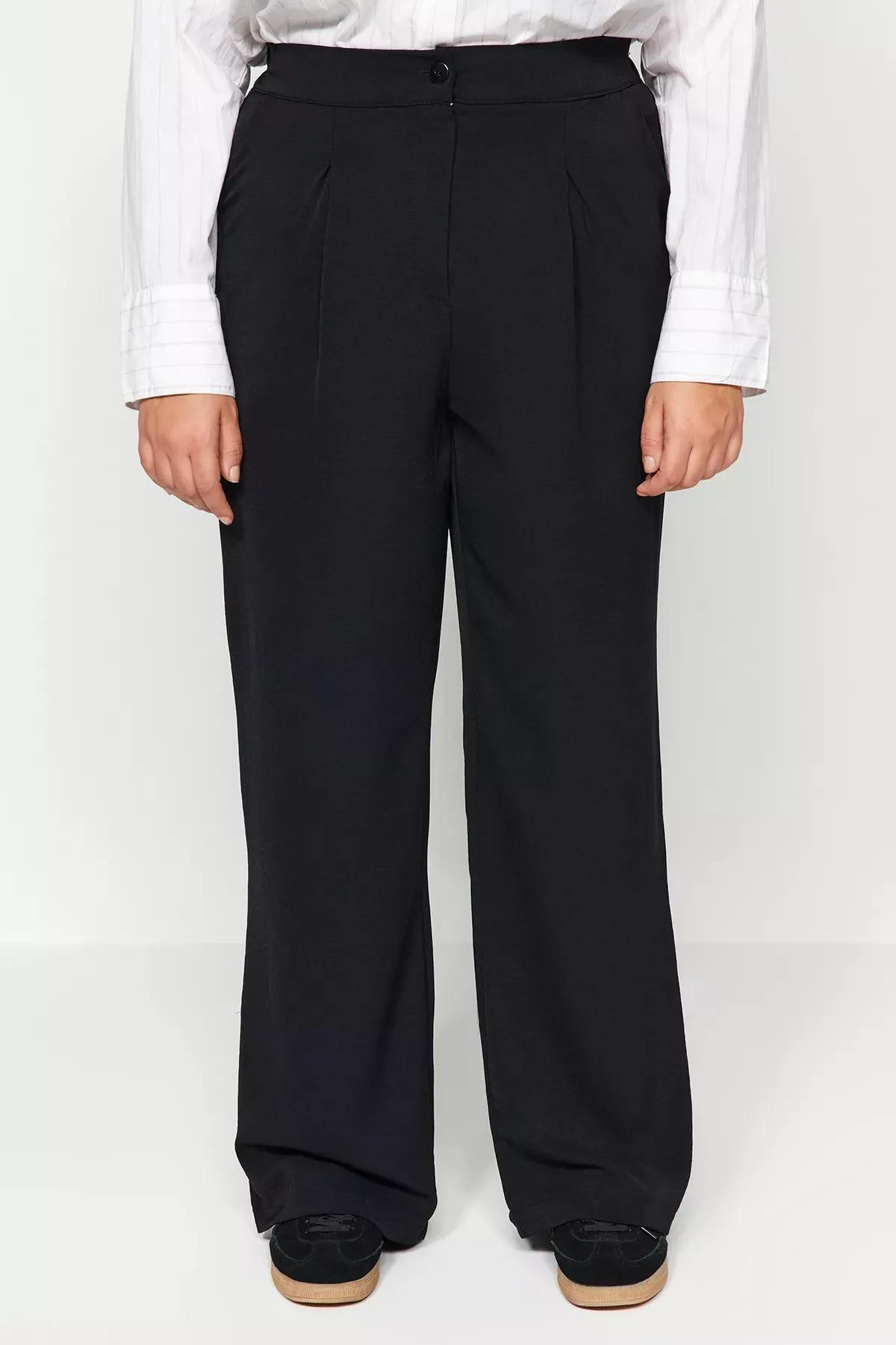 Black Loose Plus Size Pants, , large image number 3