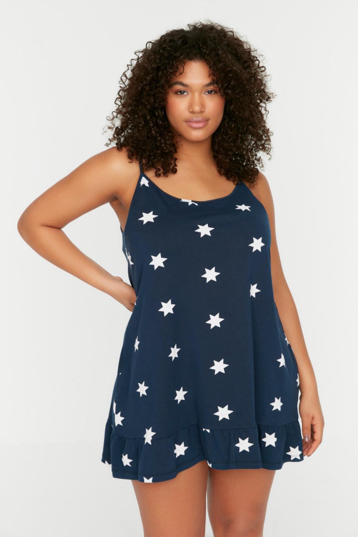 Navy Basic Plus Size Nightgown, , large image number 2