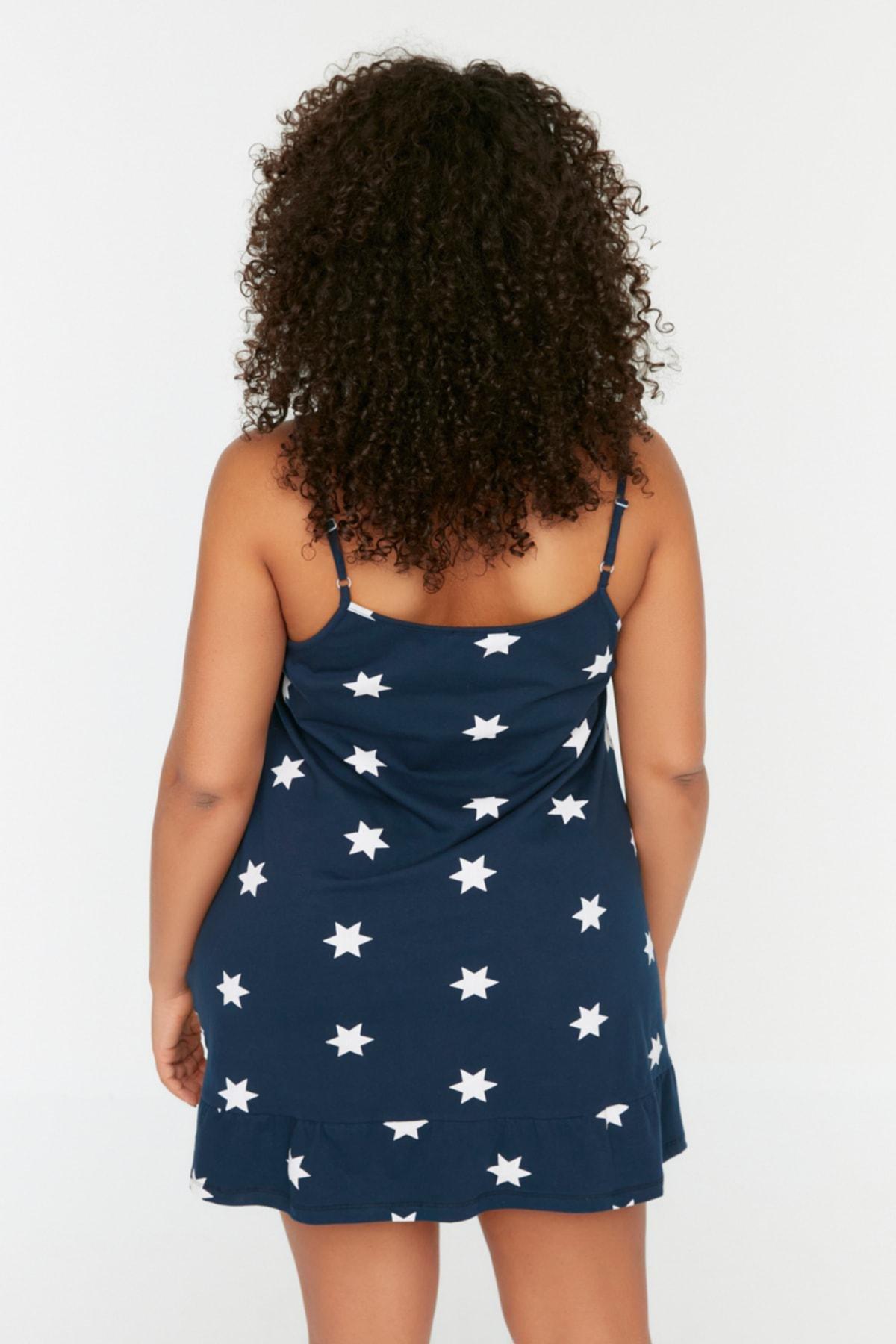 Trendyol - Navy Basic Plus Size Nightgown