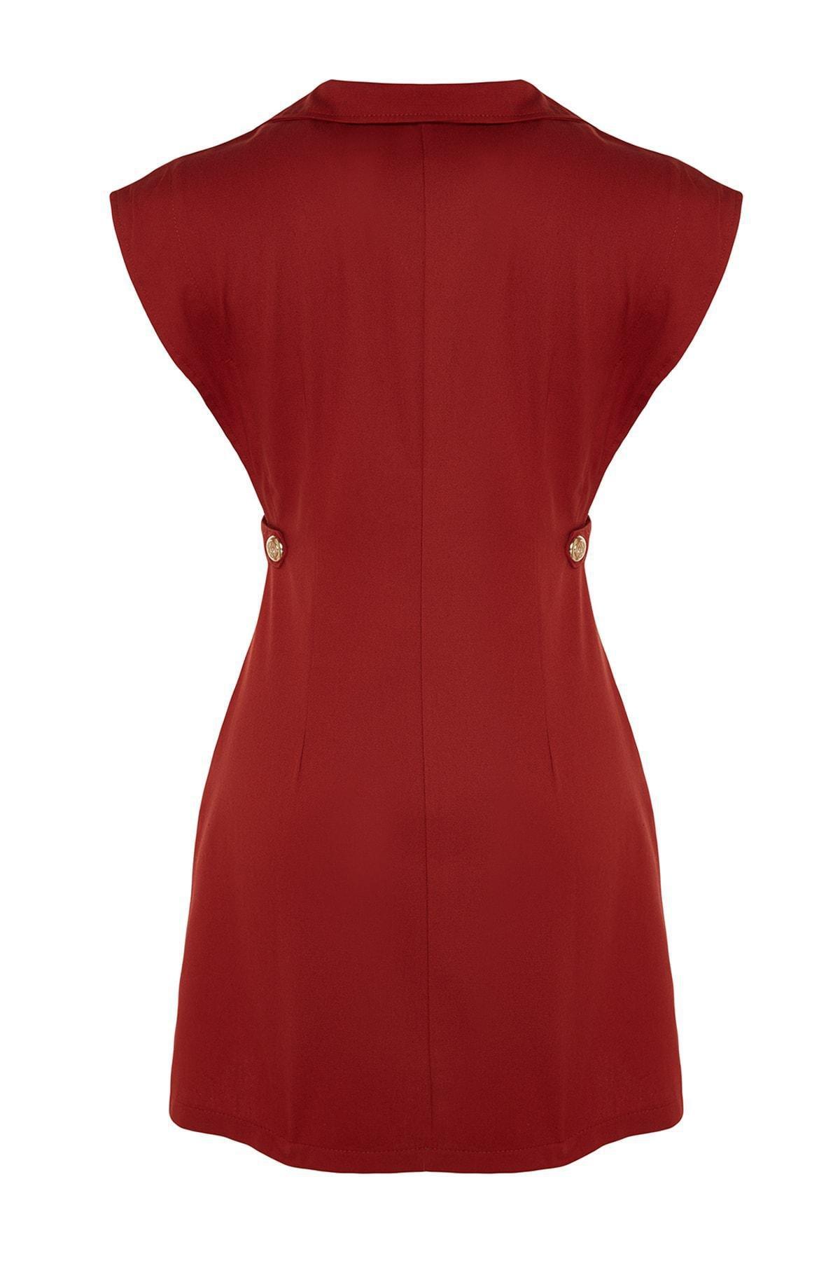 Red Collared Shirt Dress, , large image number 6