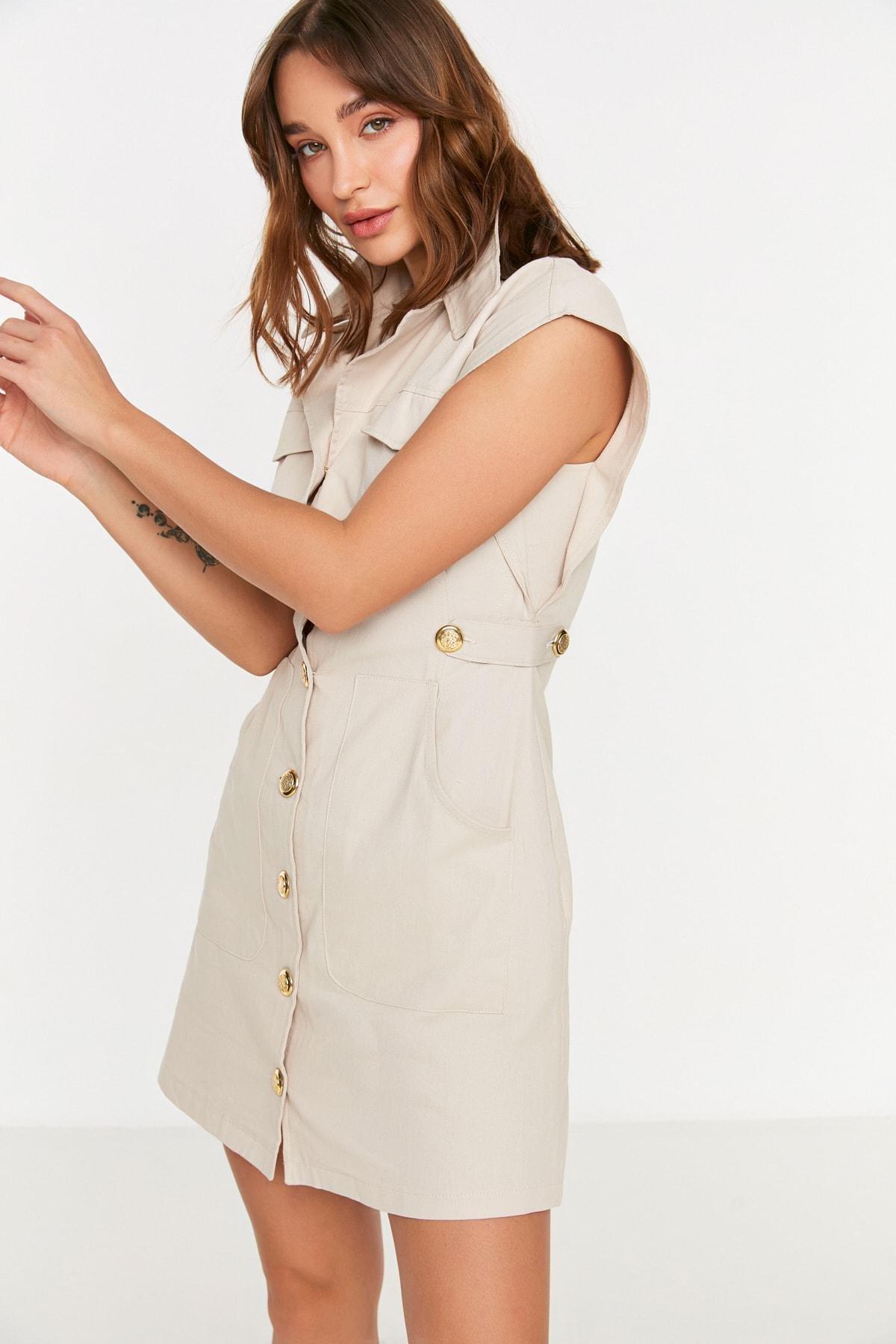 Ecru Plain Dress, , large image number 2