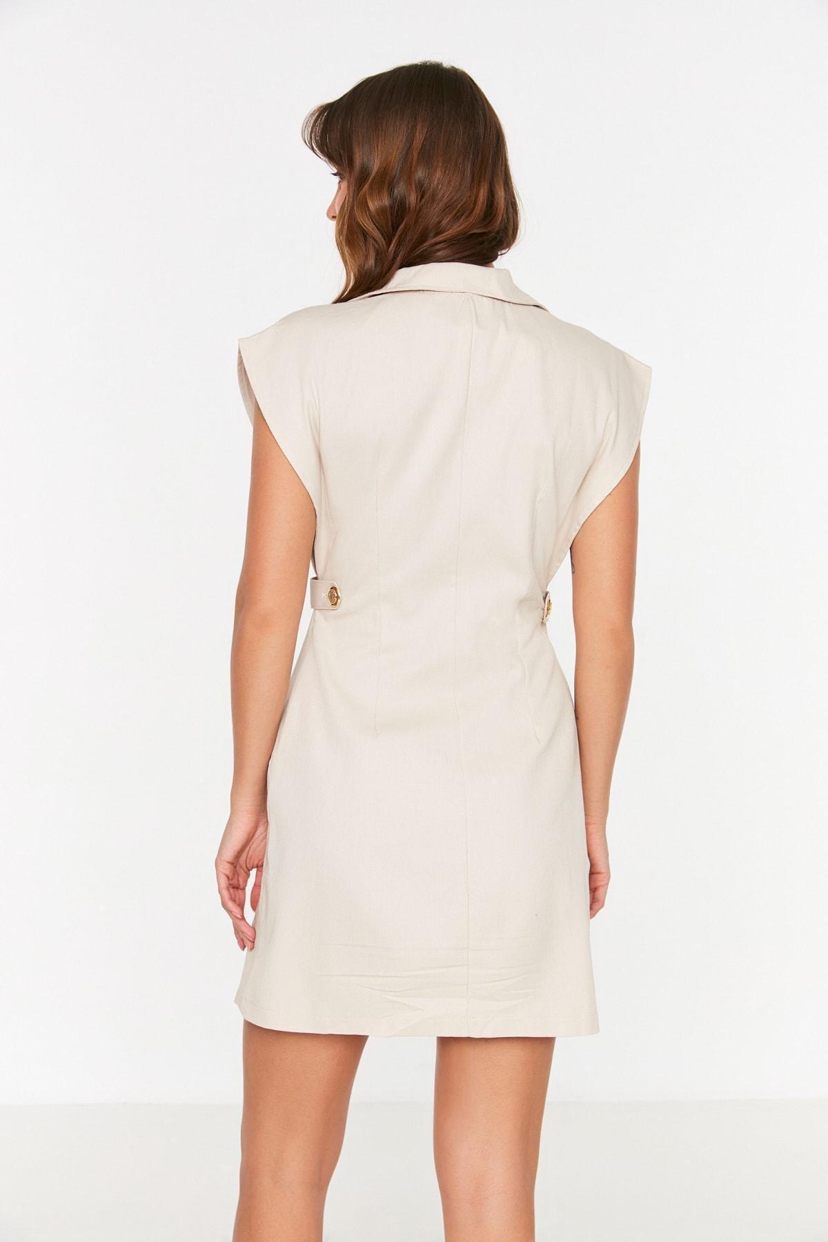 Ecru Plain Dress, , large image number 4