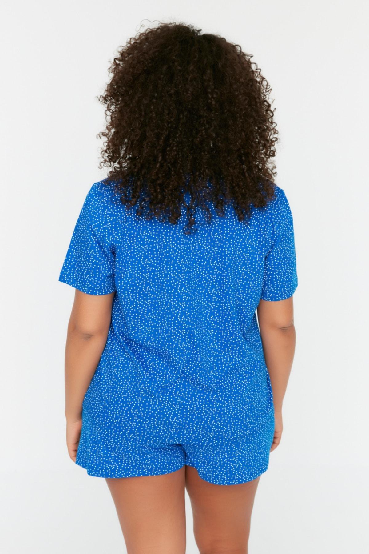 Navy Regular Plus Size Pajama Set, Dark blue, large image number 4