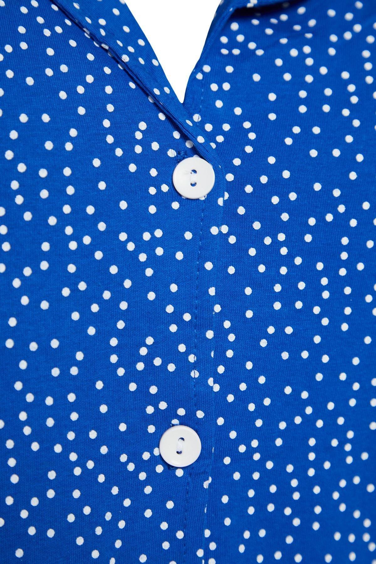 Navy Regular Plus Size Pajama Set, Dark blue, large image number 6