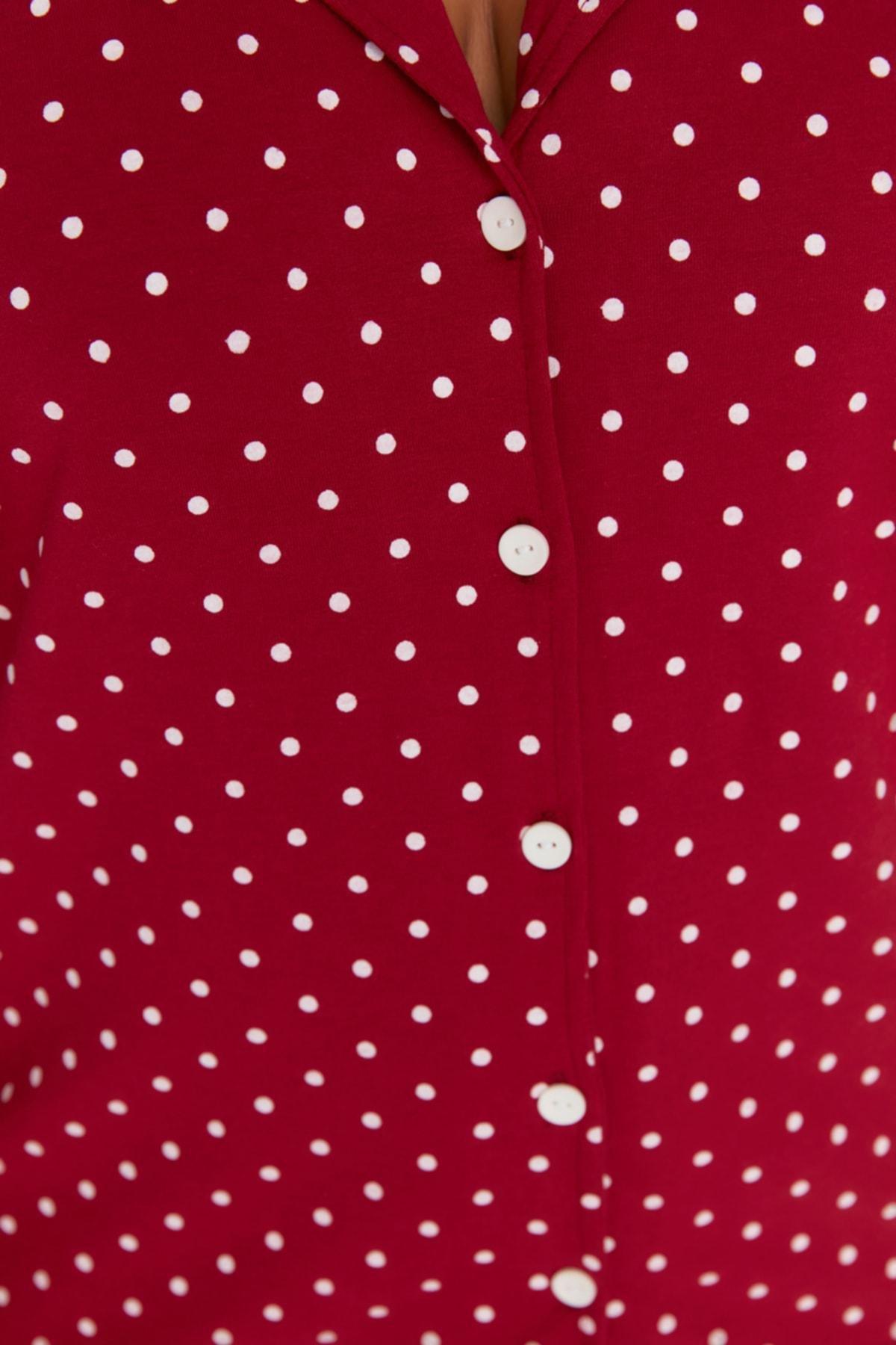 Trendyol - Burgundy Printed Plus Size Pajama Set