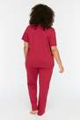 Trendyol - Burgundy Printed Plus Size Pajama Set