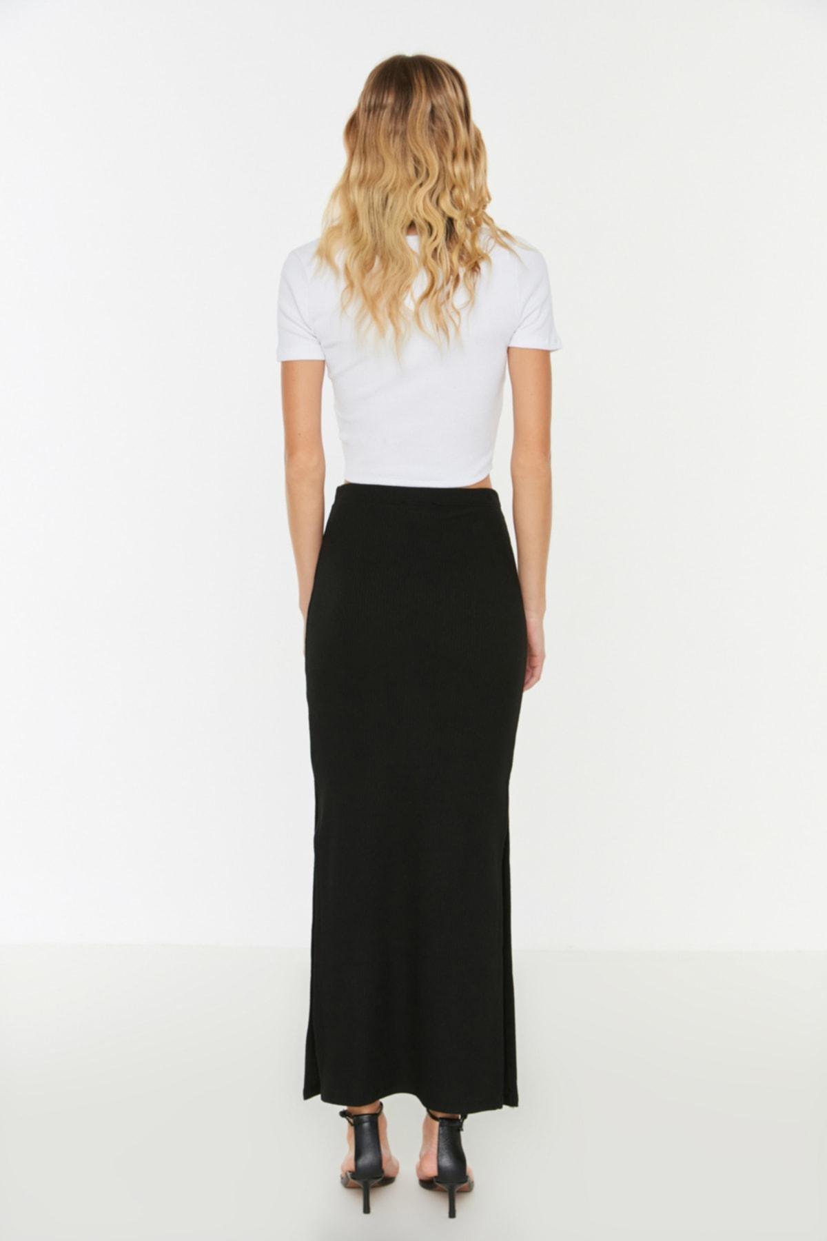 Black Slim Maxi Skirt, Black, large image number 4