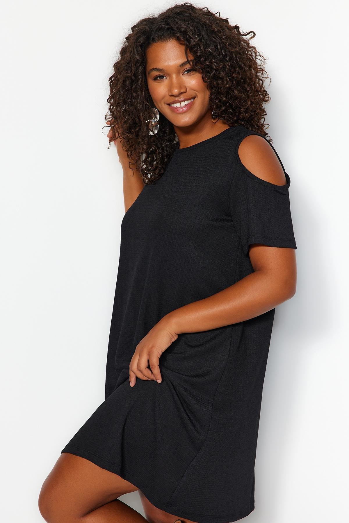Black A-Line Plus Size Dress, , large image number 3