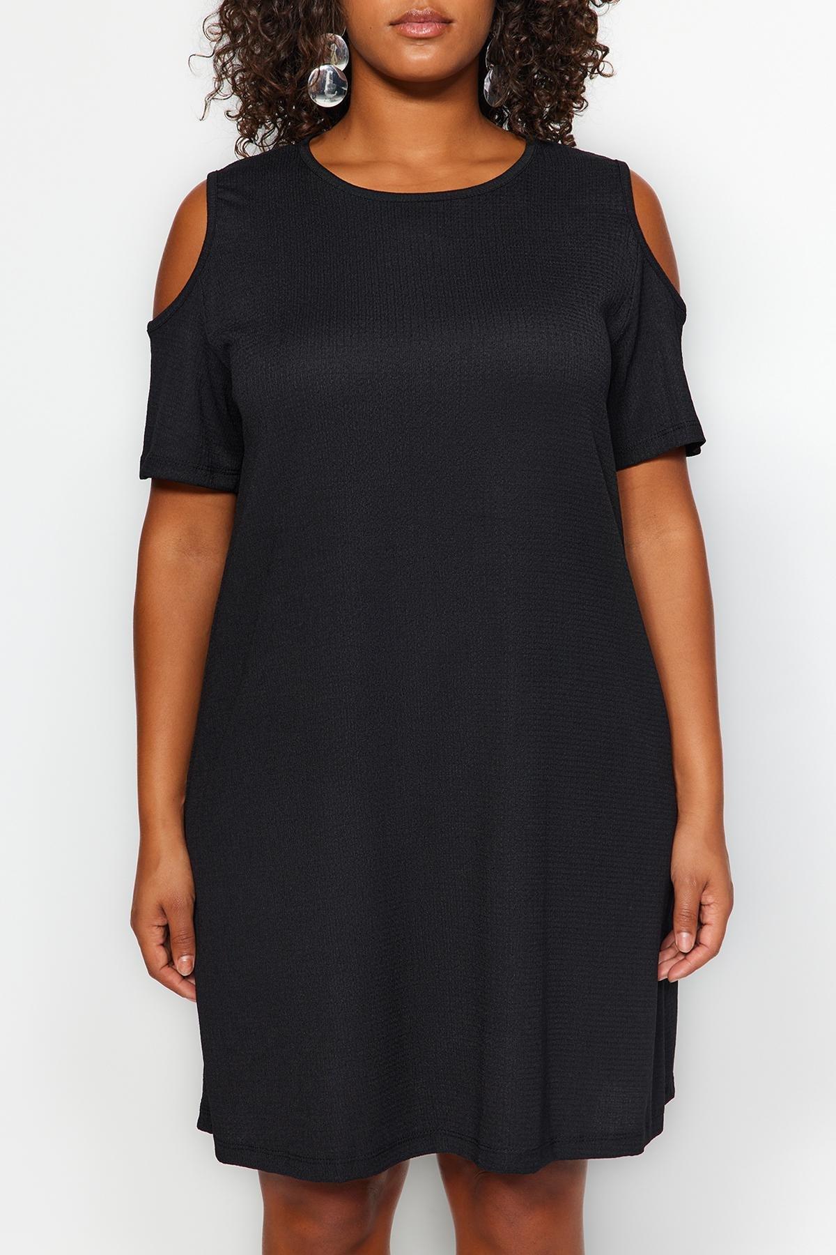 Black A-Line Plus Size Dress, , large image number 4