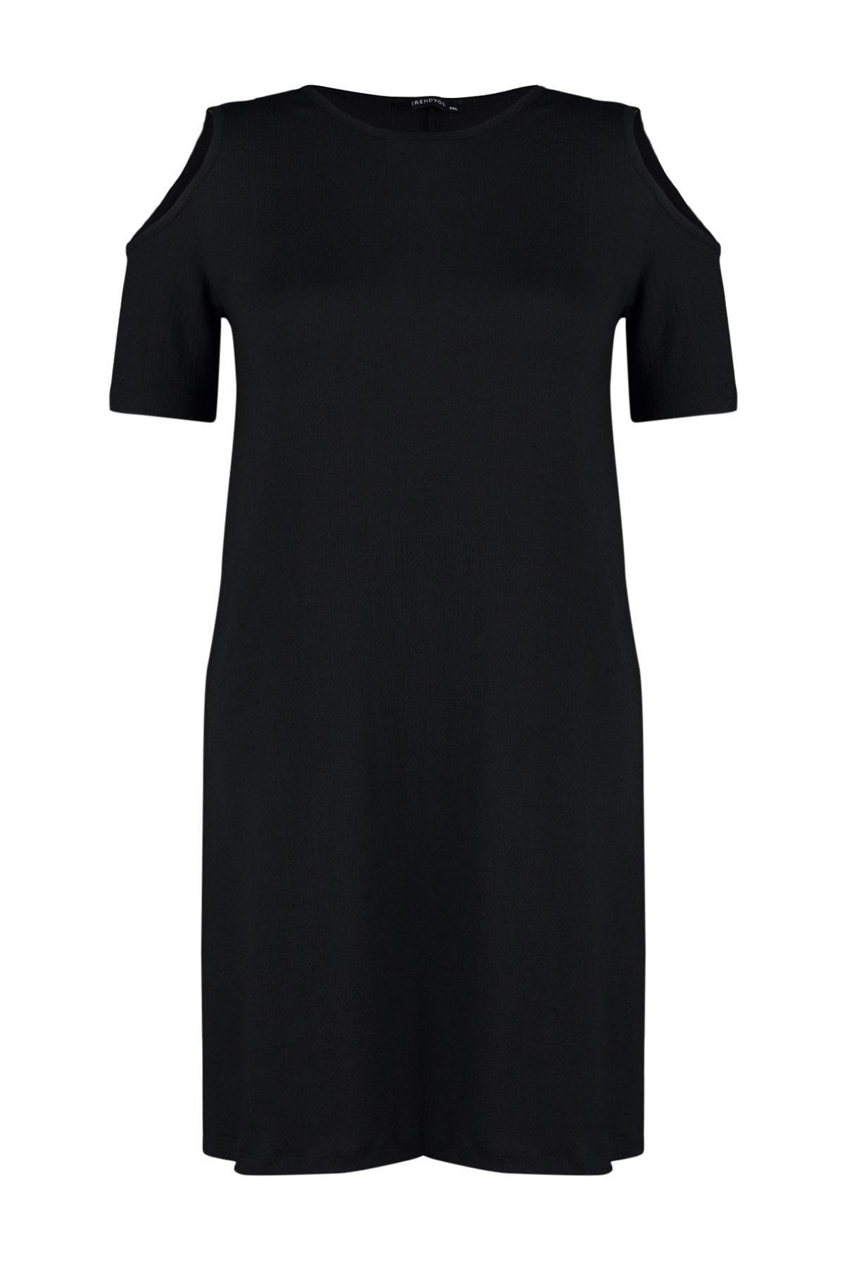 Black A-Line Plus Size Dress, , large image number 6