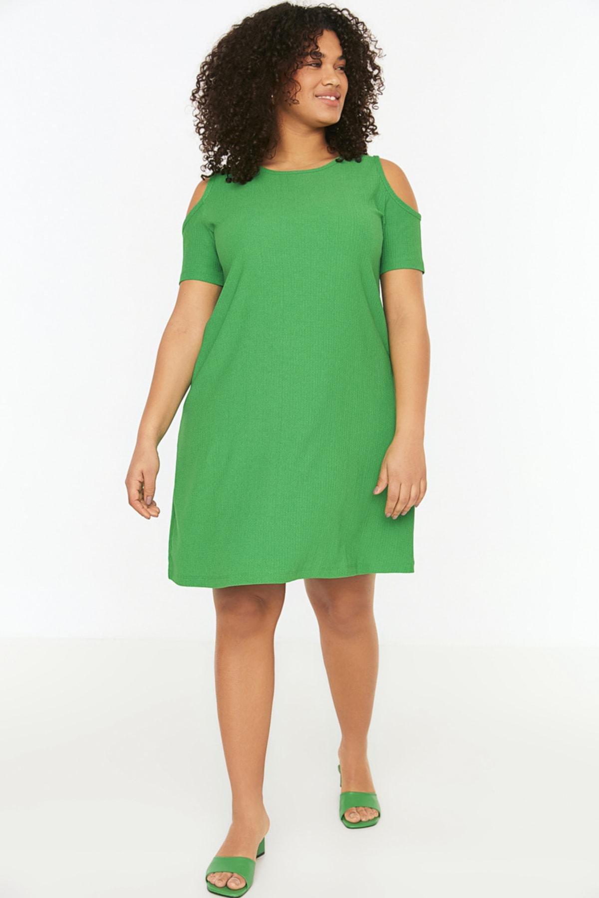 Green A-Line Plus Size Dress, , large image number 0