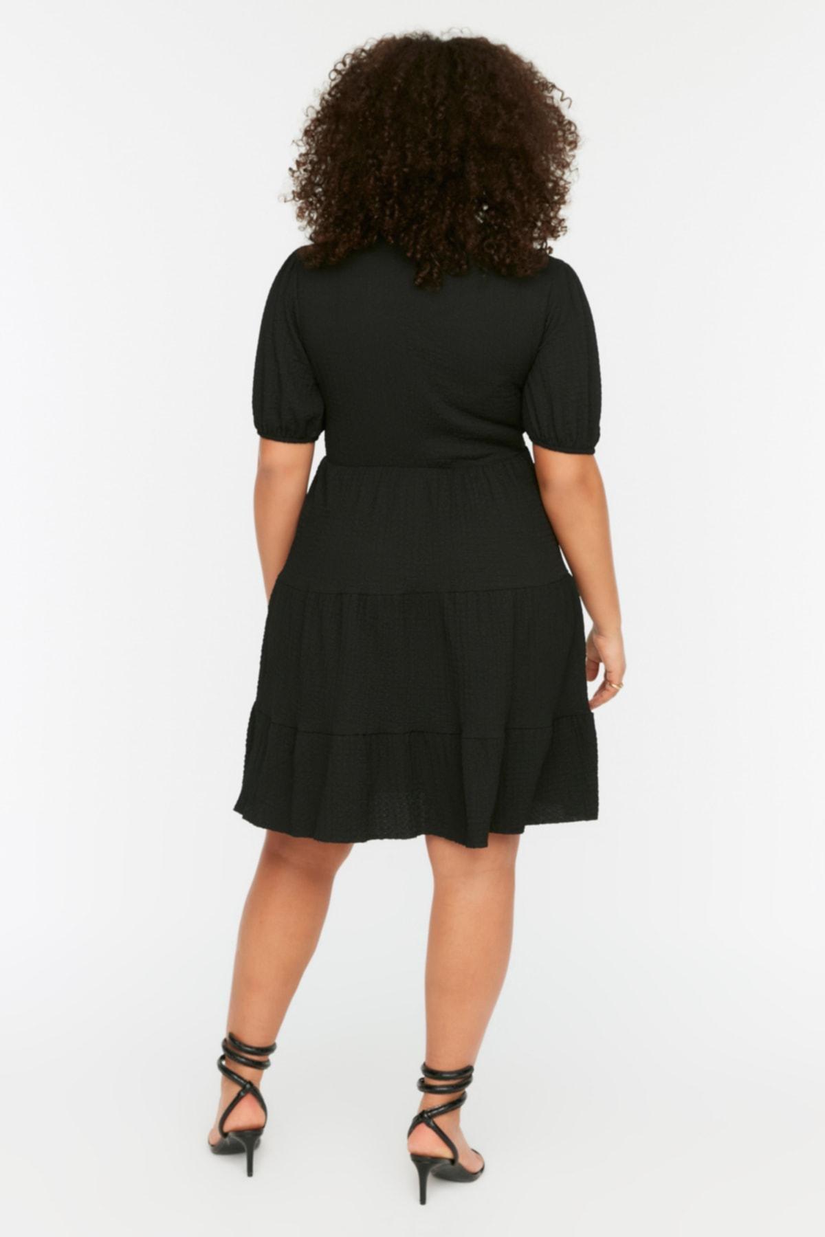 Black Wrapover Plus Size Dress, , large image number 4