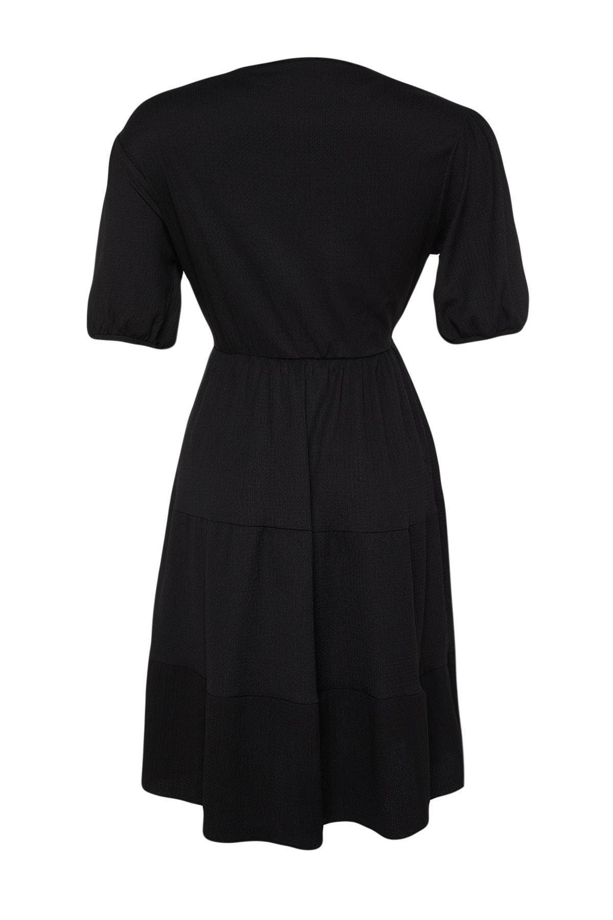 Black Wrapover Plus Size Dress, , large image number 7