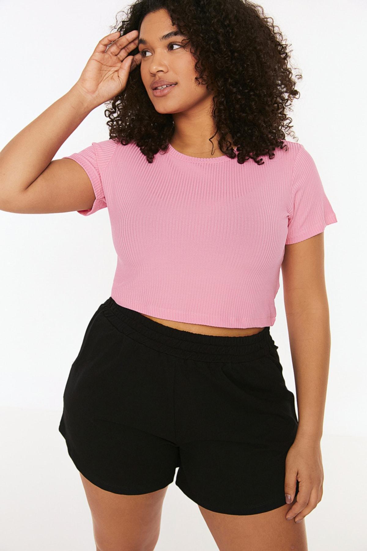 Pink Slim Plus Size Tshirt, , large image number 0