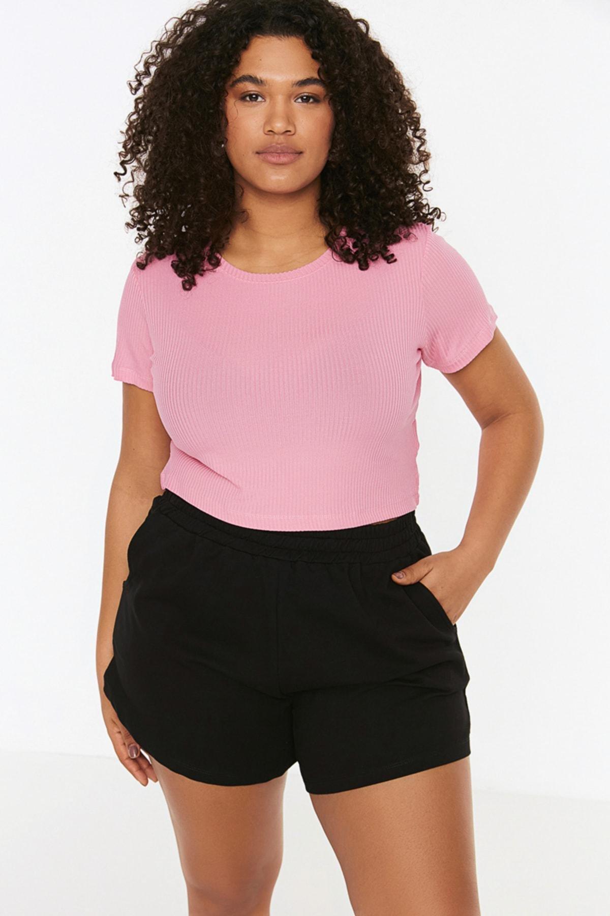 Pink Slim Plus Size Tshirt, , large image number 1