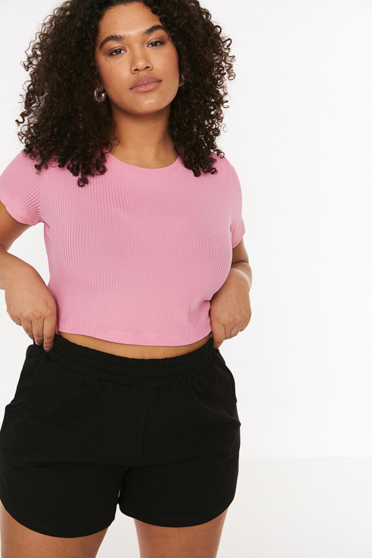 Pink Slim Plus Size Tshirt, , large image number 2