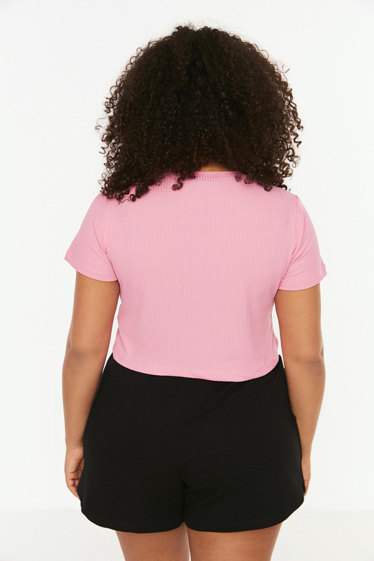 Pink Slim Plus Size Tshirt, , large image number 4