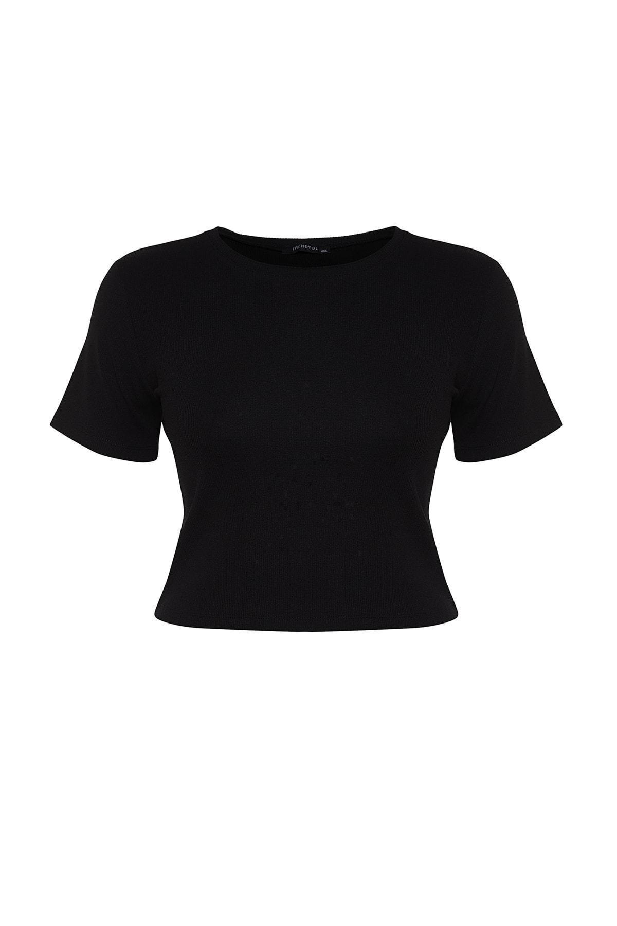 Black Slim Plus Size T-Shirt, , large image number 5
