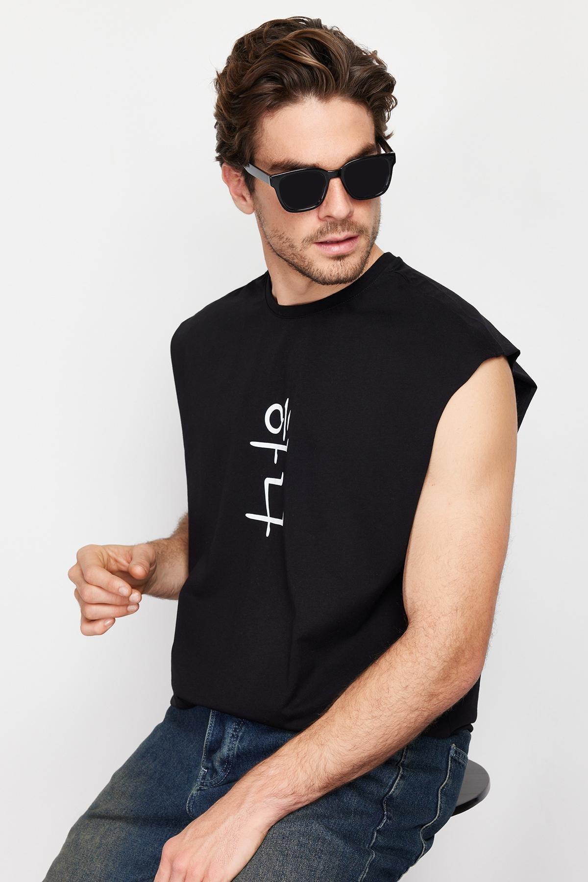 Black Oversize Camisole, Black, large image number 6