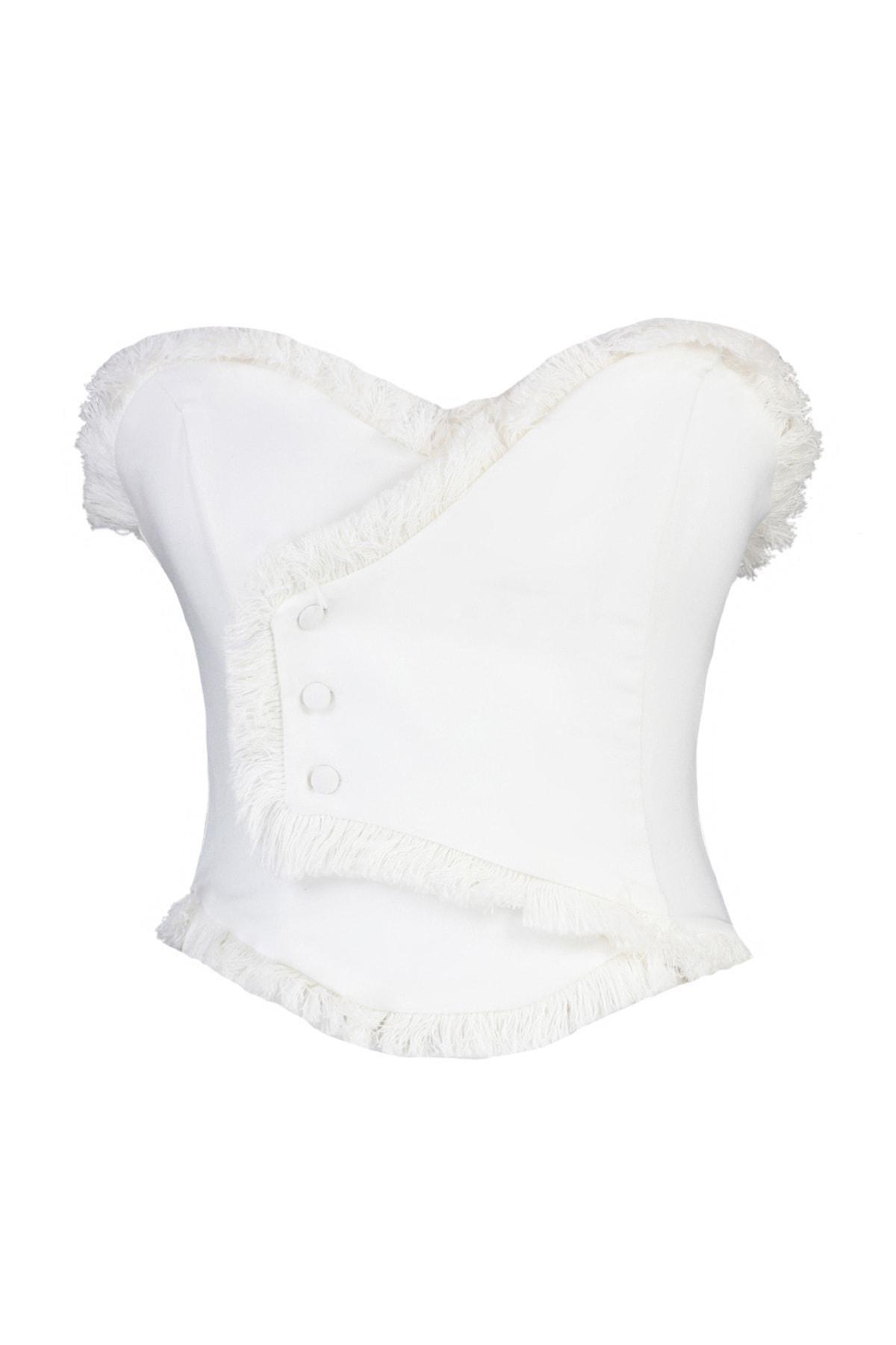 Ecru Fitted Crop Top, , large image number 5