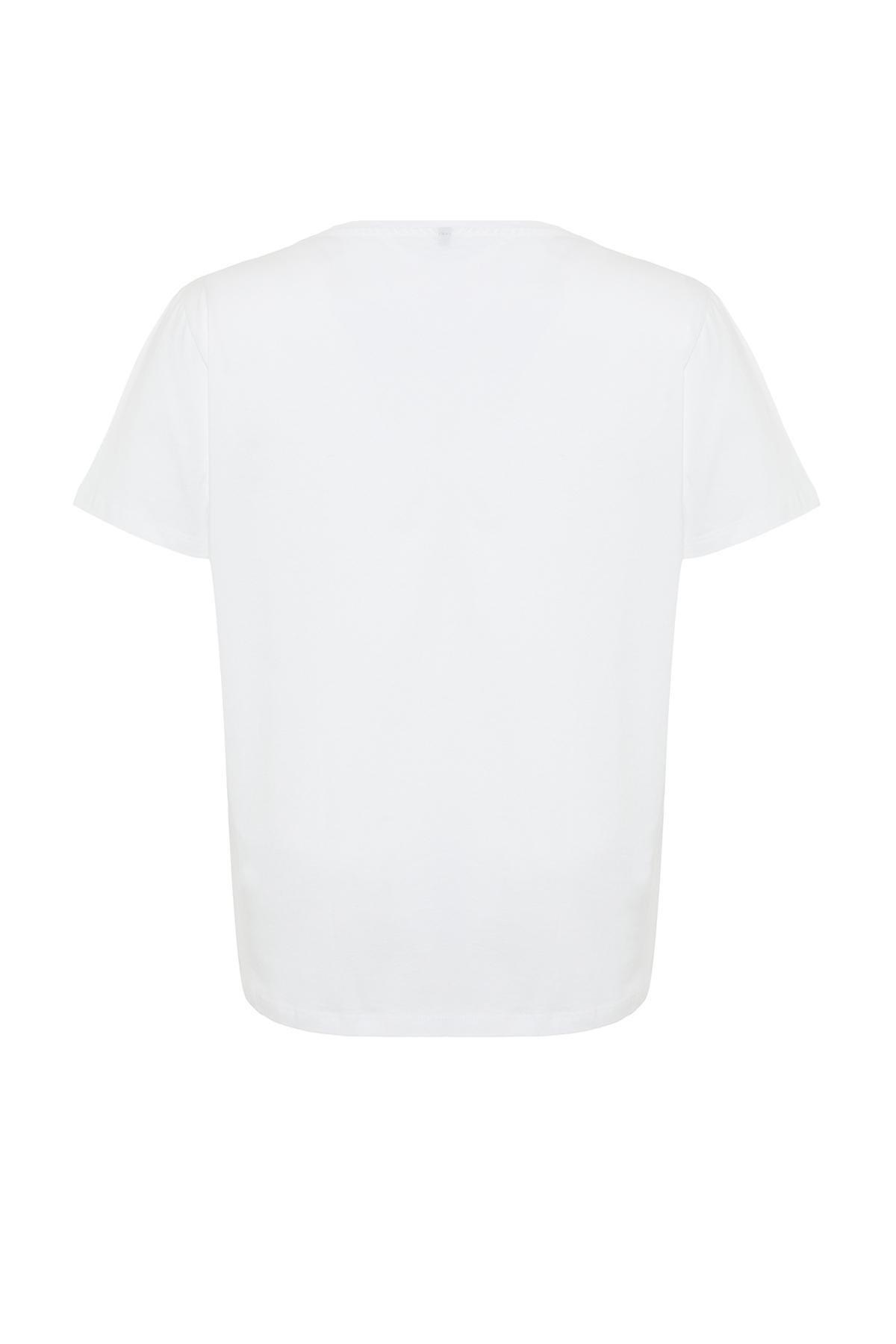 White Crew Neck Plus Size T-Shirt, , large image number 6