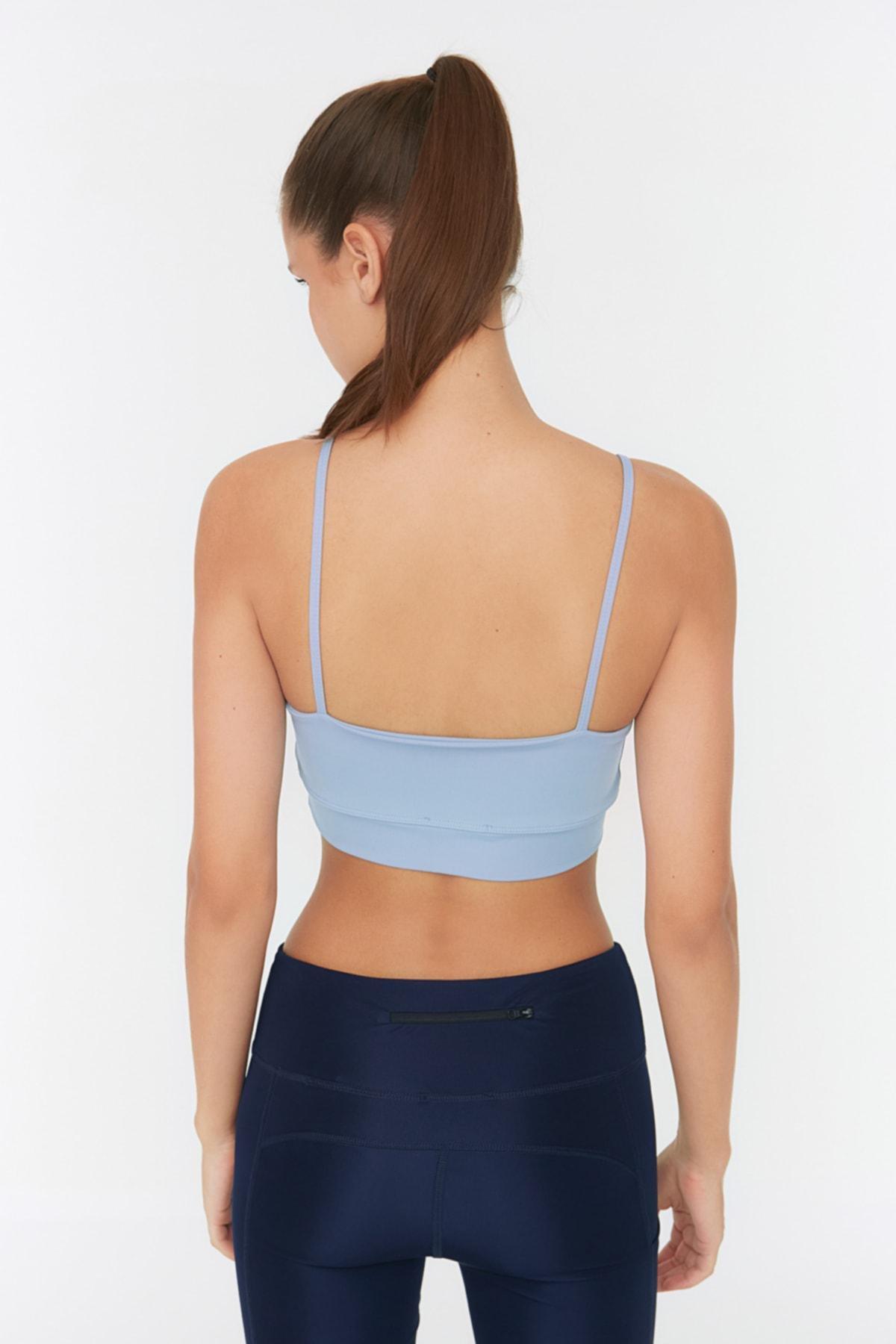 Navy Plain Sports Bra, Dark blue, large image number 4