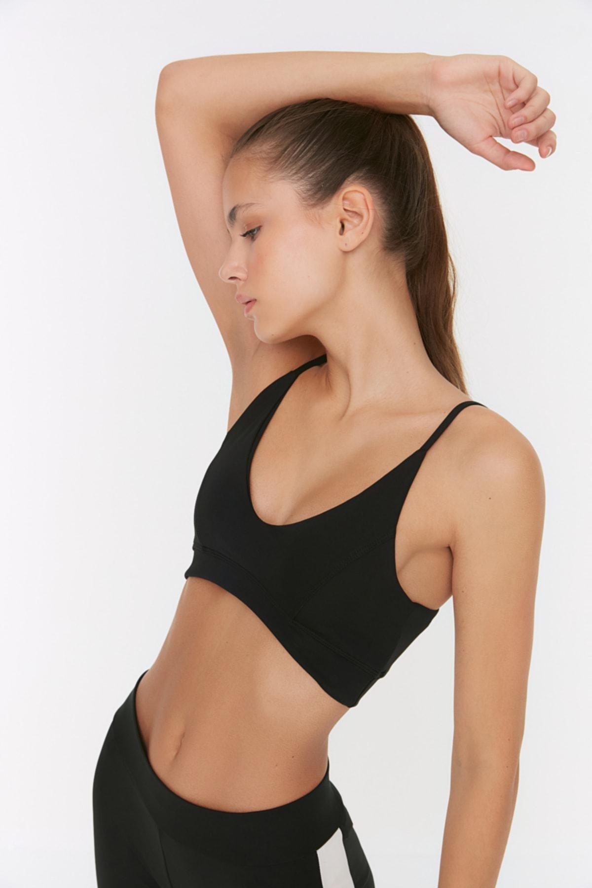 Black Plain Sports Bra, , large image number 1