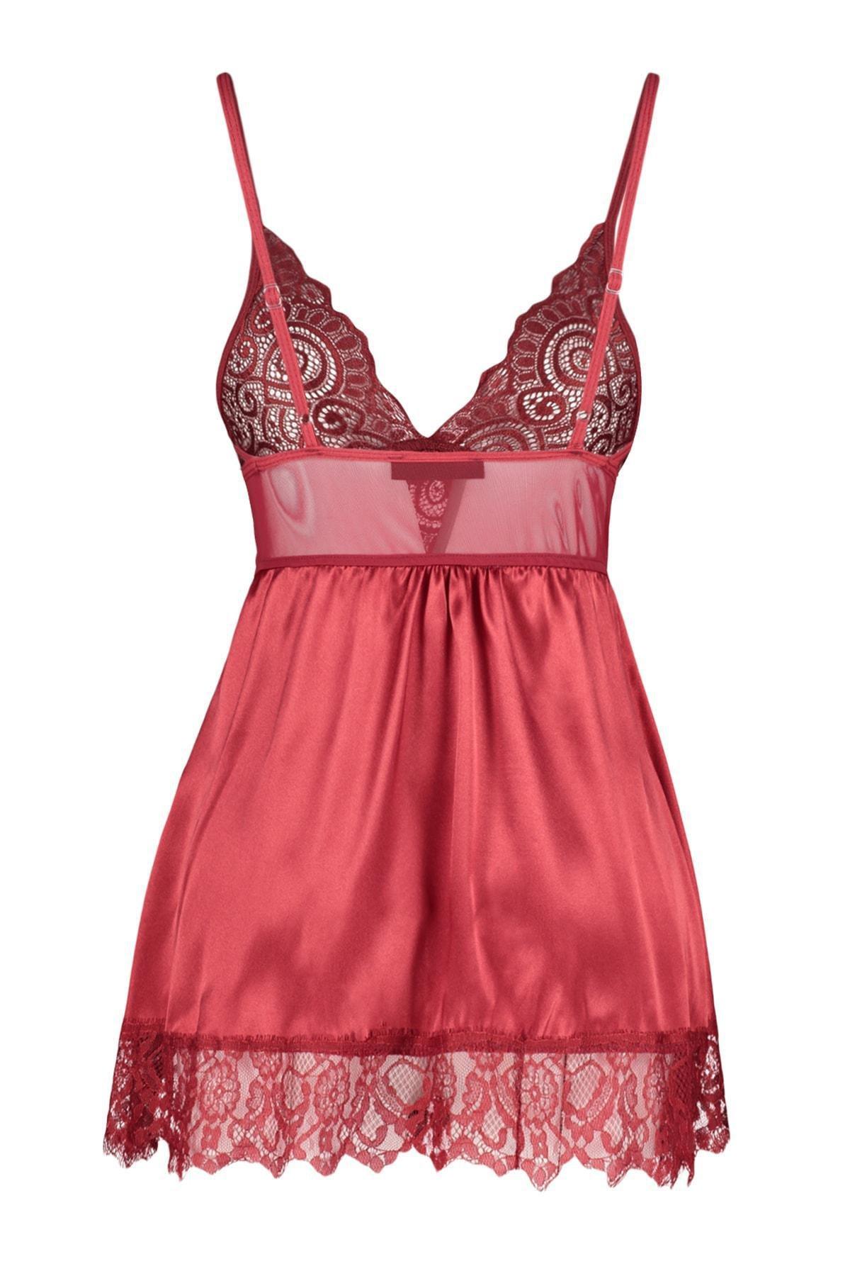 Trendyol - Burgundy Lace Negligee