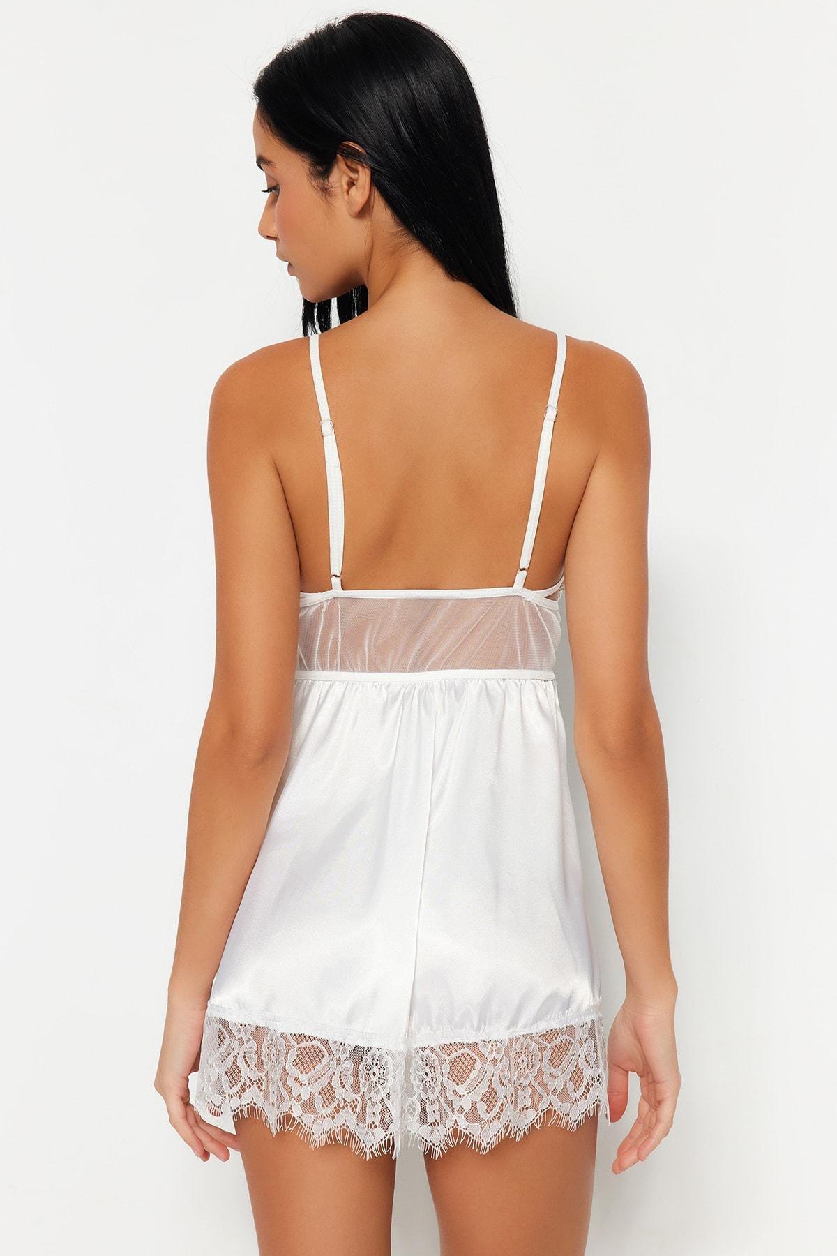 White Plain Mini Nightgown Dress, , large image number 4