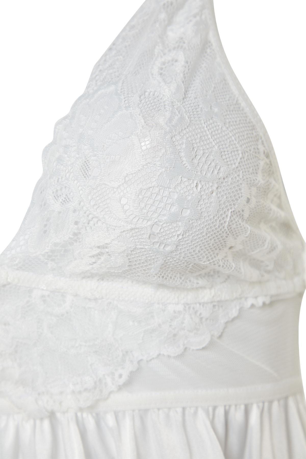 White Plain Mini Nightgown Dress, , large image number 5