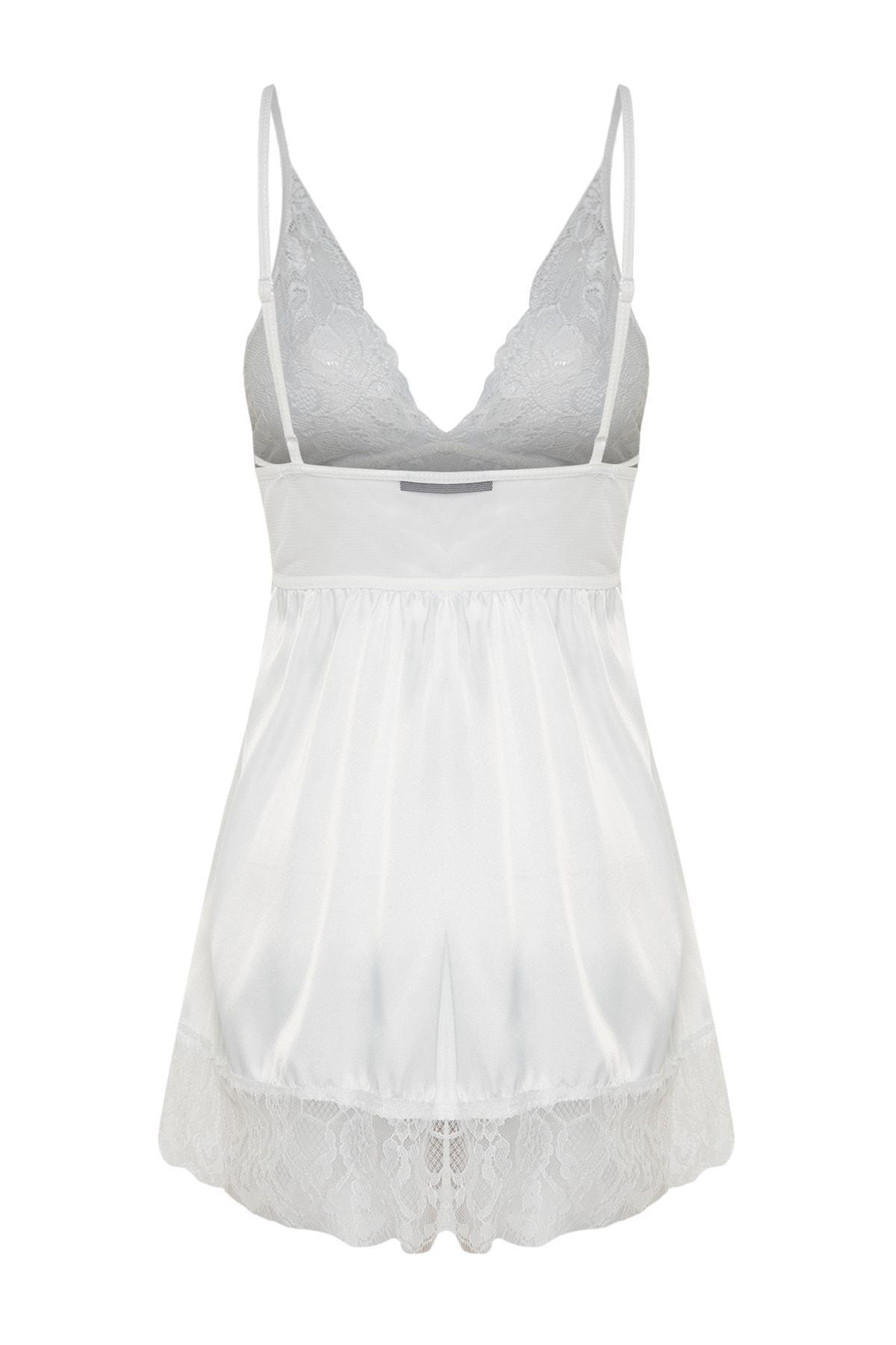 White Plain Mini Nightgown Dress, , large image number 6