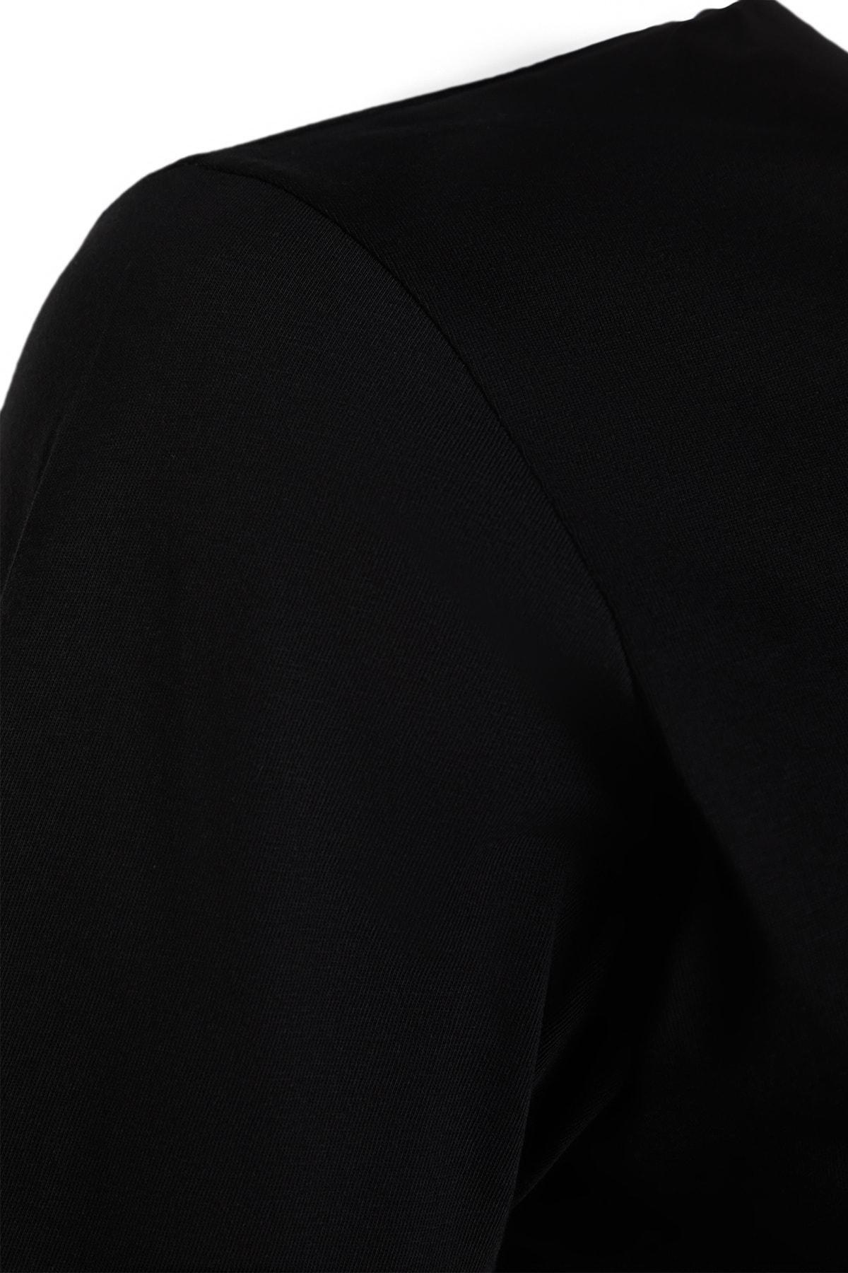 Black Crew Neck Plus Size T-Shirt, , large image number 5