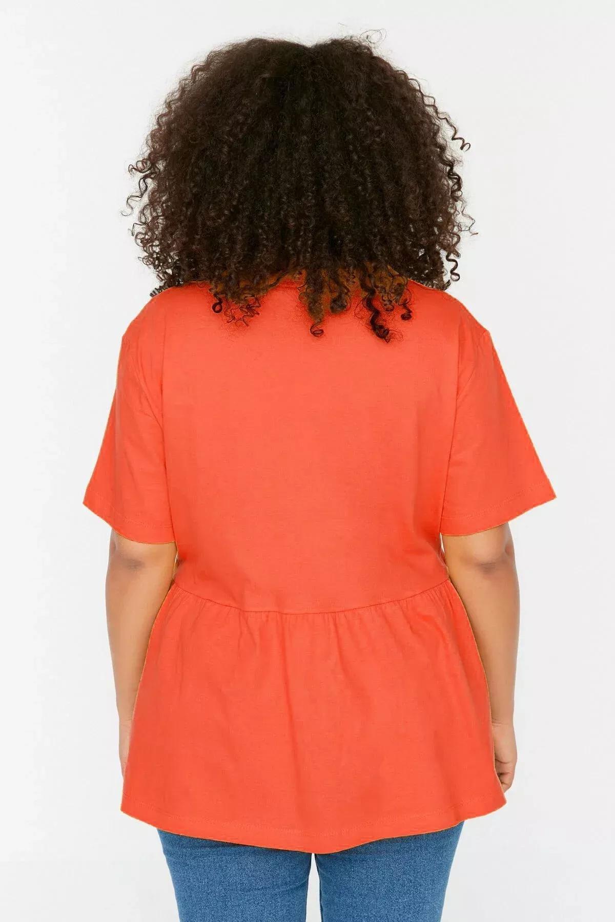 Orange Relaxed Plus Size T-Shirt, Orange, large image number 4