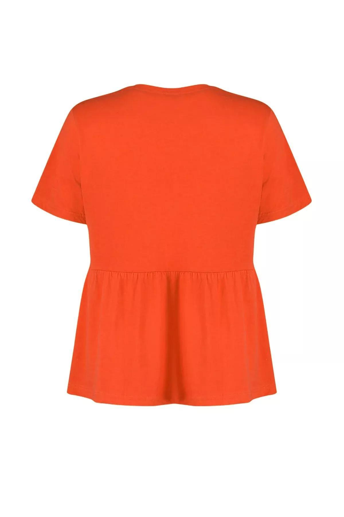 Orange Relaxed Plus Size T-Shirt, Orange, large image number 5