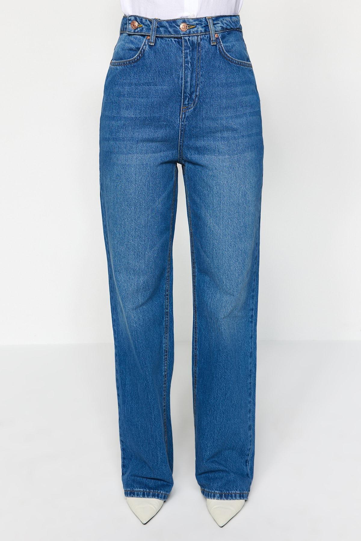 Blue Wide Leg Jeans, , large image number 6