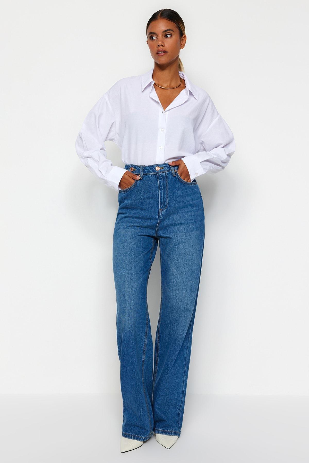 Blue Wide Leg Jeans, , large image number 9