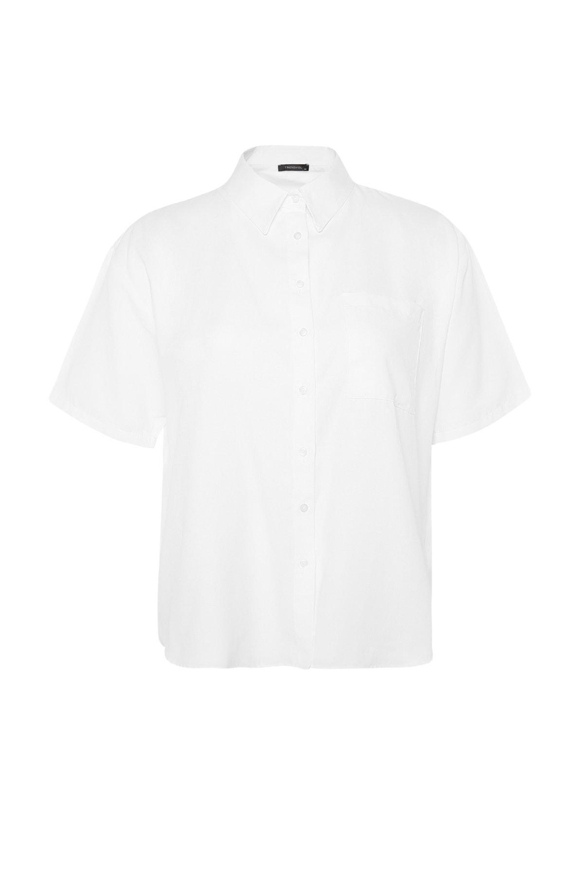 Trendyol - White Relaxed Plus Size Shirt