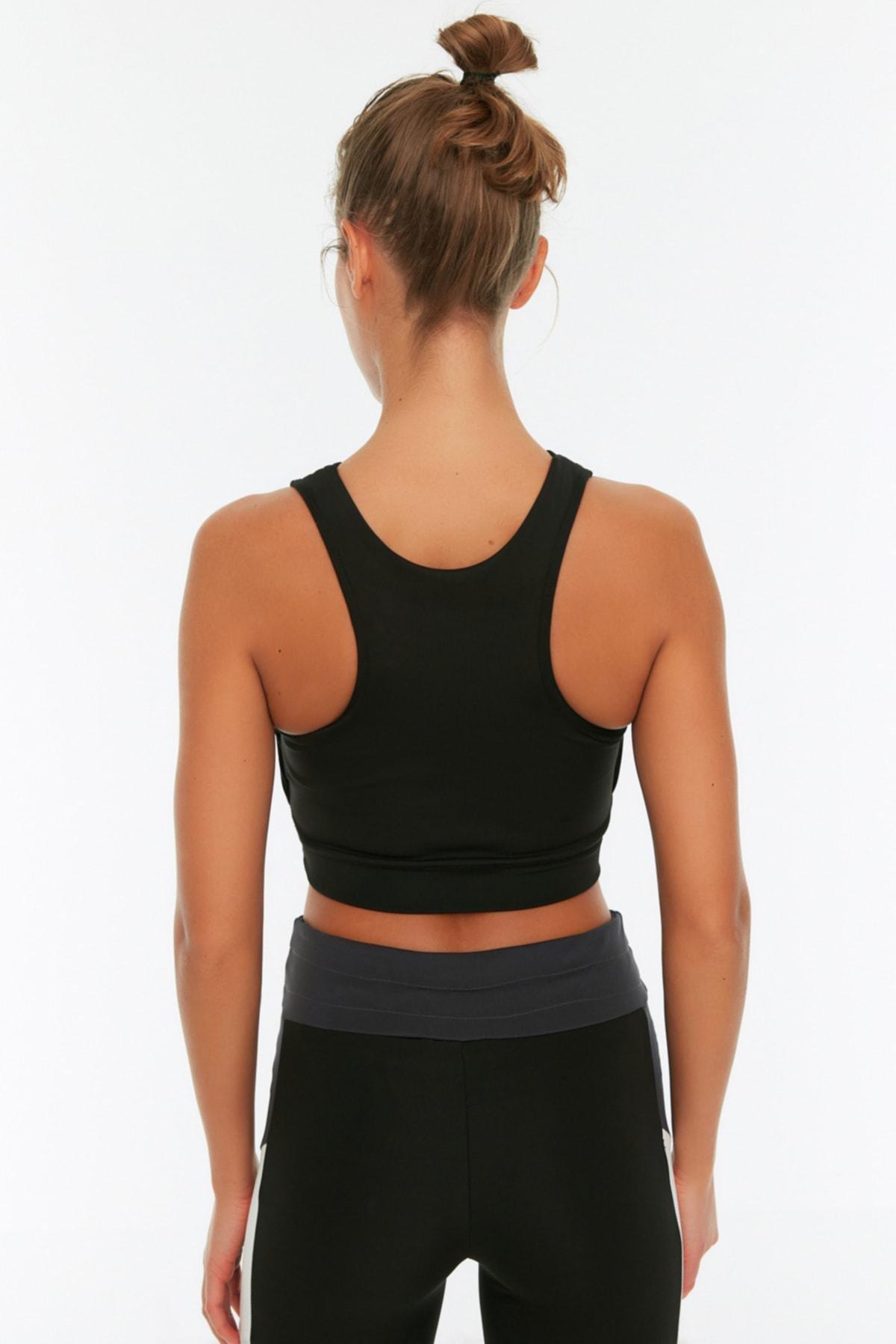 Black Double Layer Crossover Sports Bra, , large image number 4