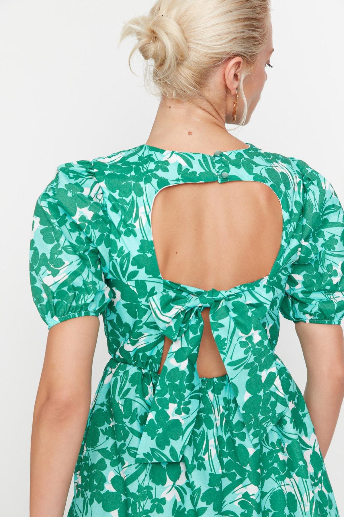 Green Floral A-Line Dress, , large image number 2