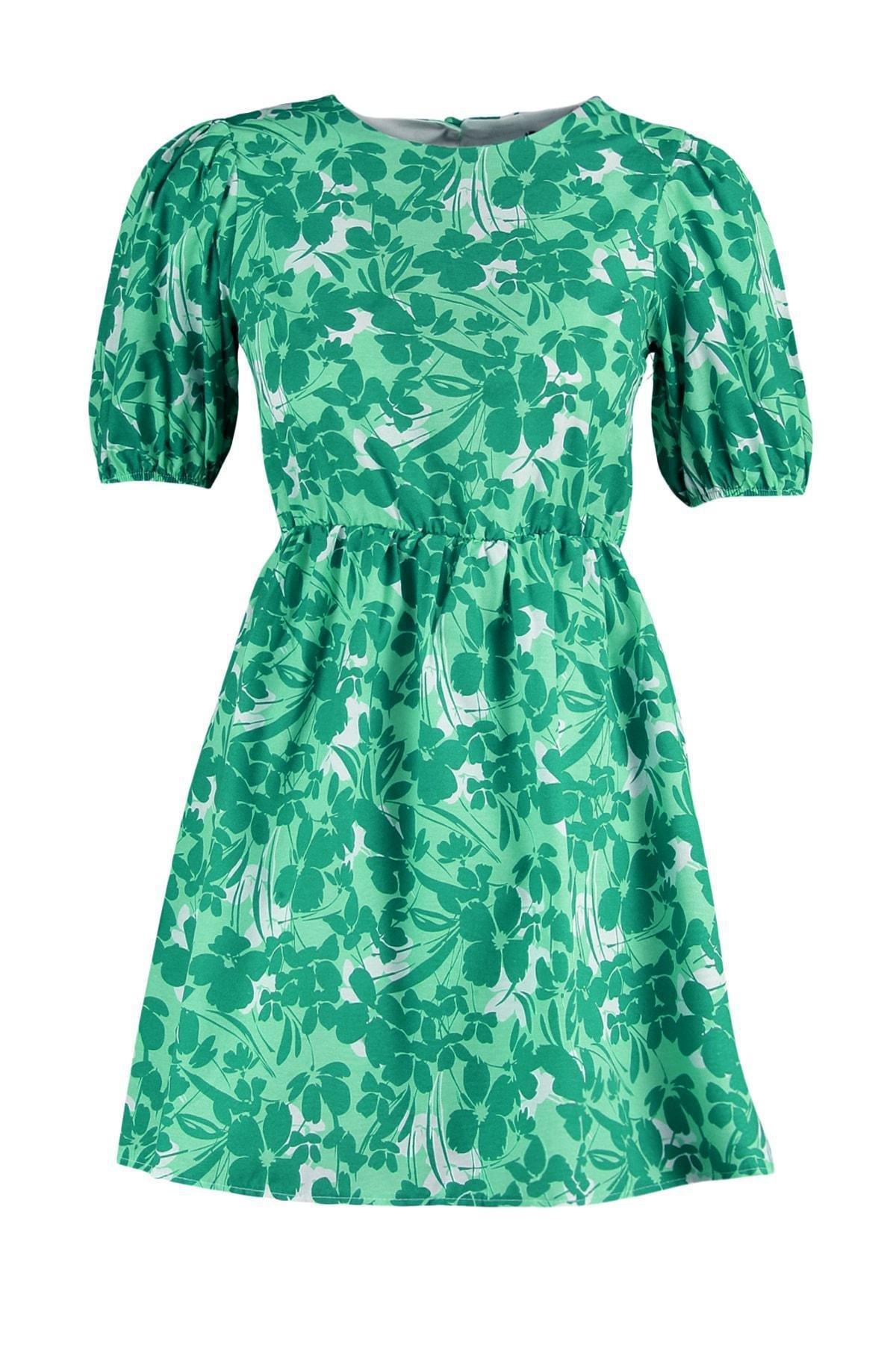 Green Floral A-Line Dress, , large image number 5