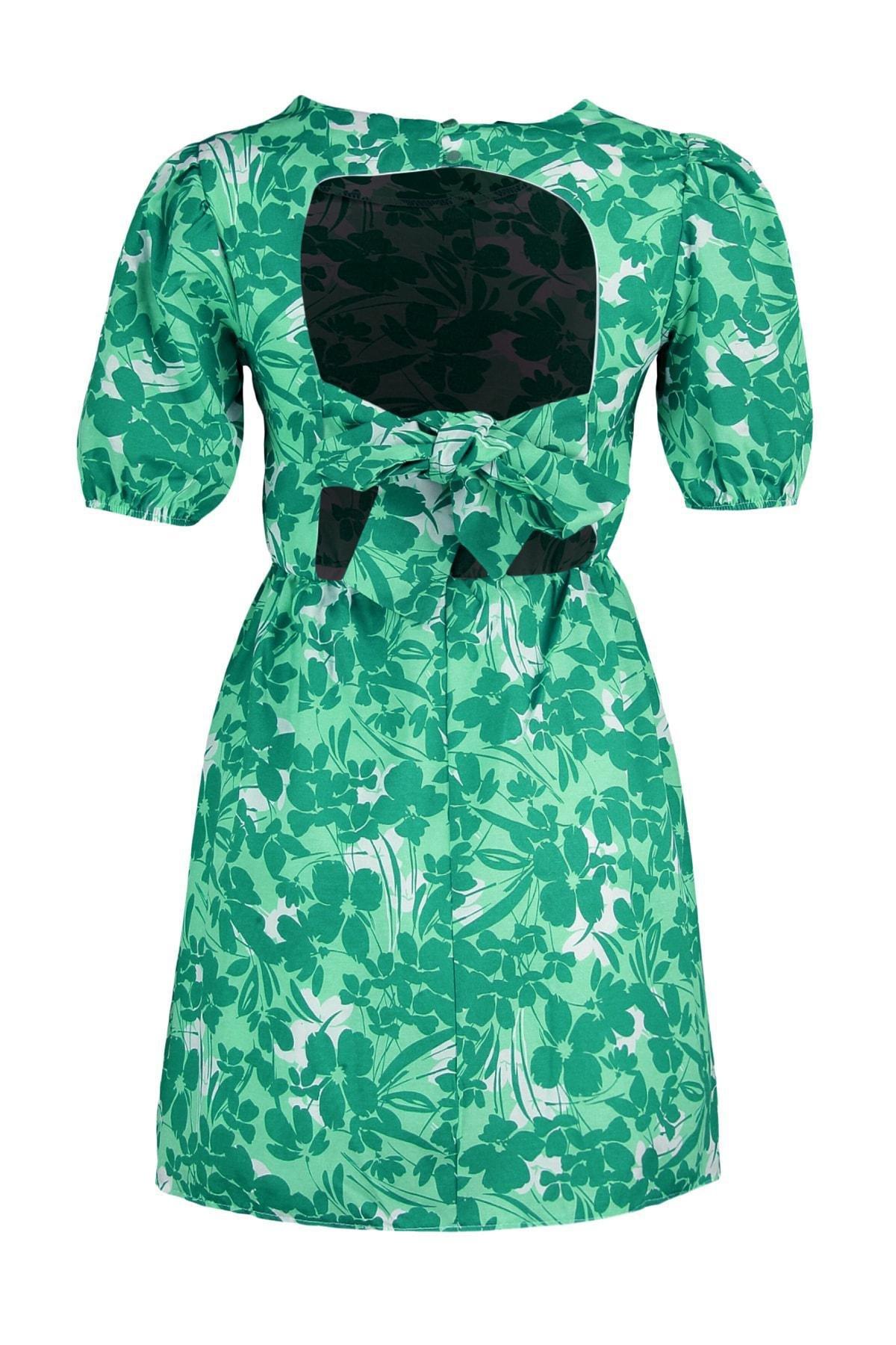Green Floral A-Line Dress, , large image number 6