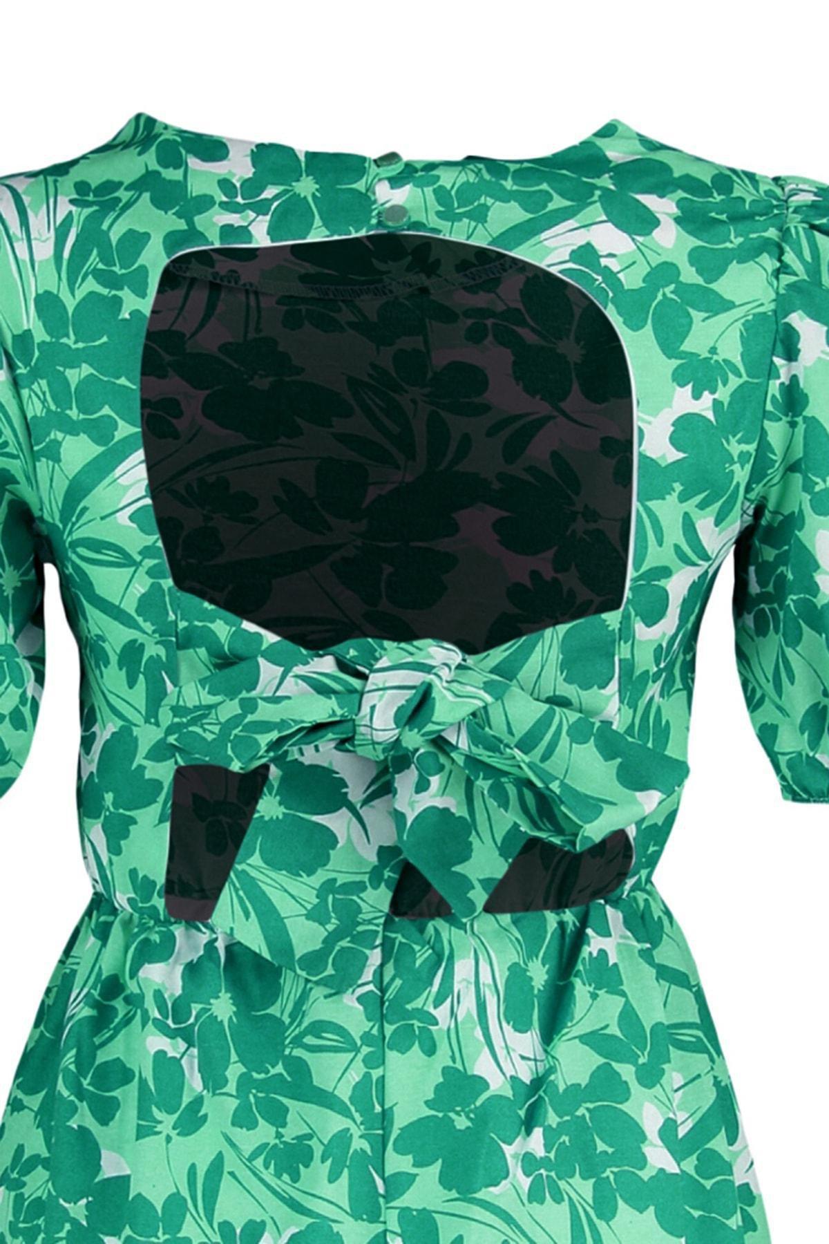 Green Floral A-Line Dress, , large image number 7