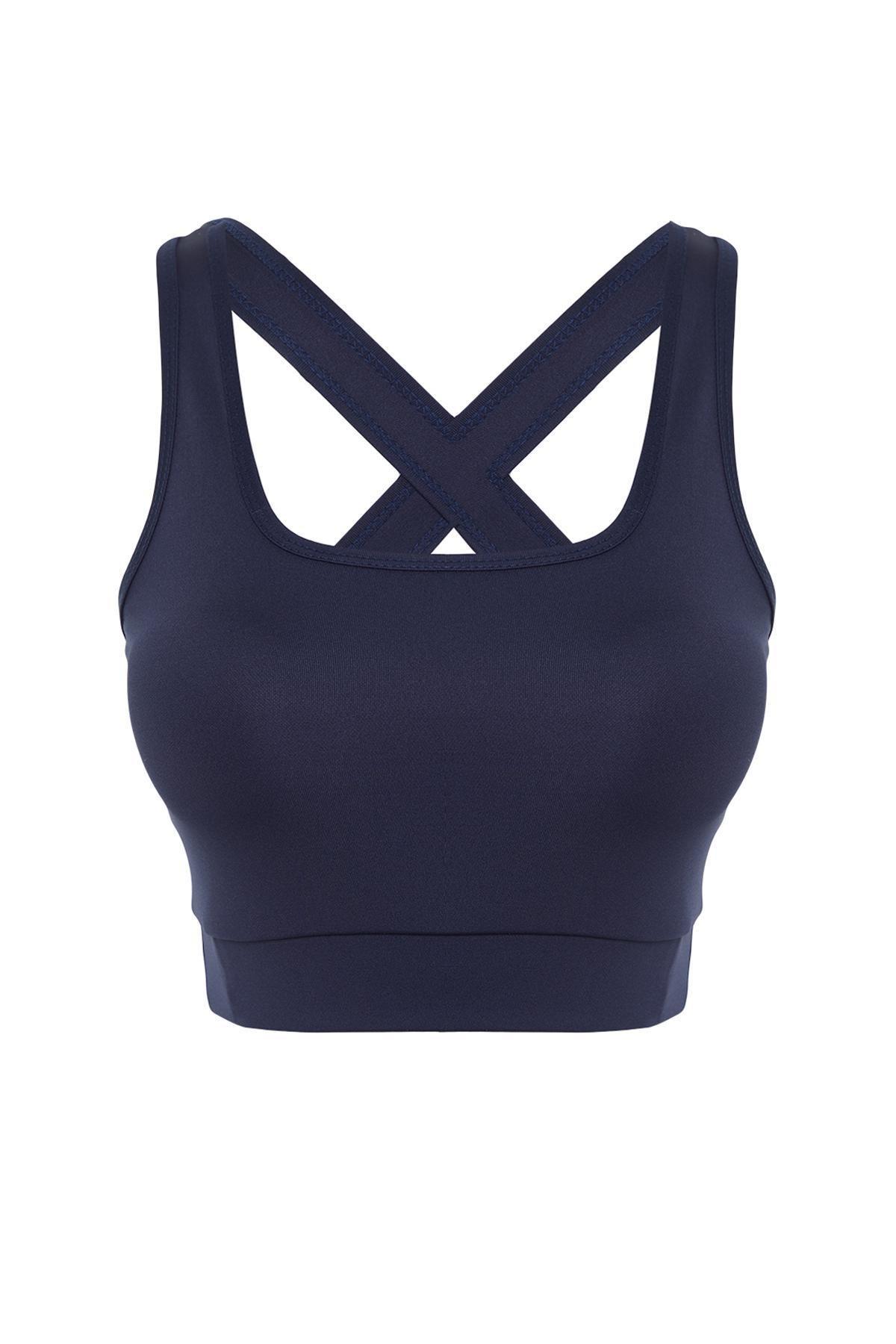Navy Square Collar Sports Bra, , large image number 5